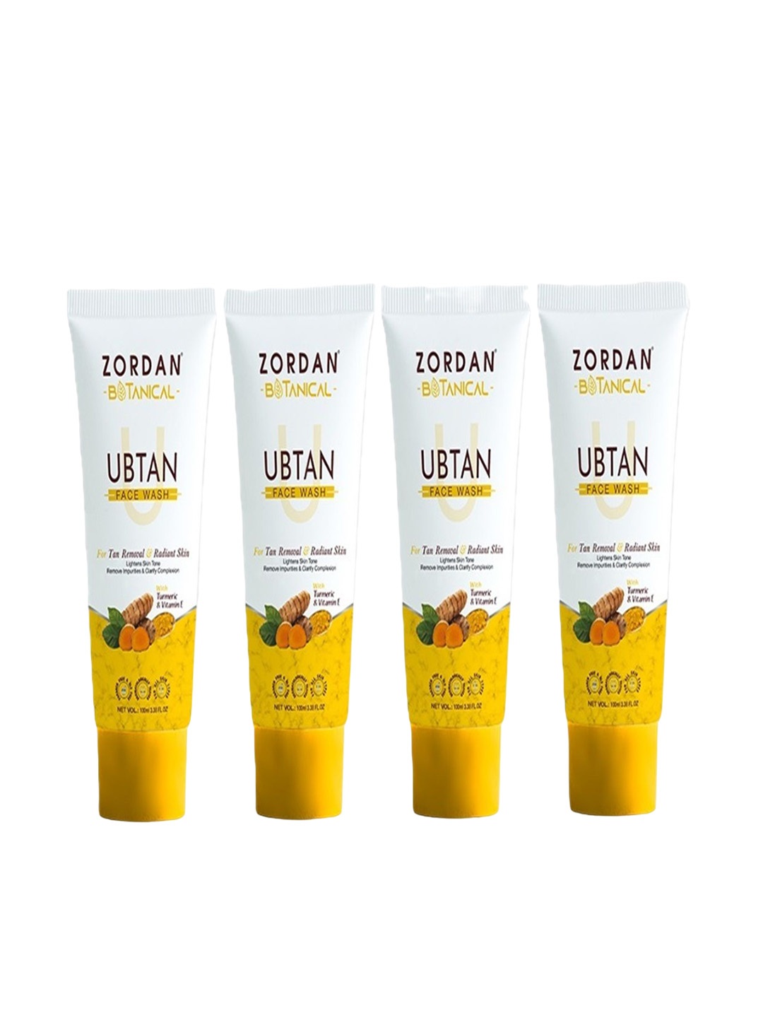 

ZORDAN Set Of 4 Botanical Ubtan Face Wash - 60 ml Each, Yellow