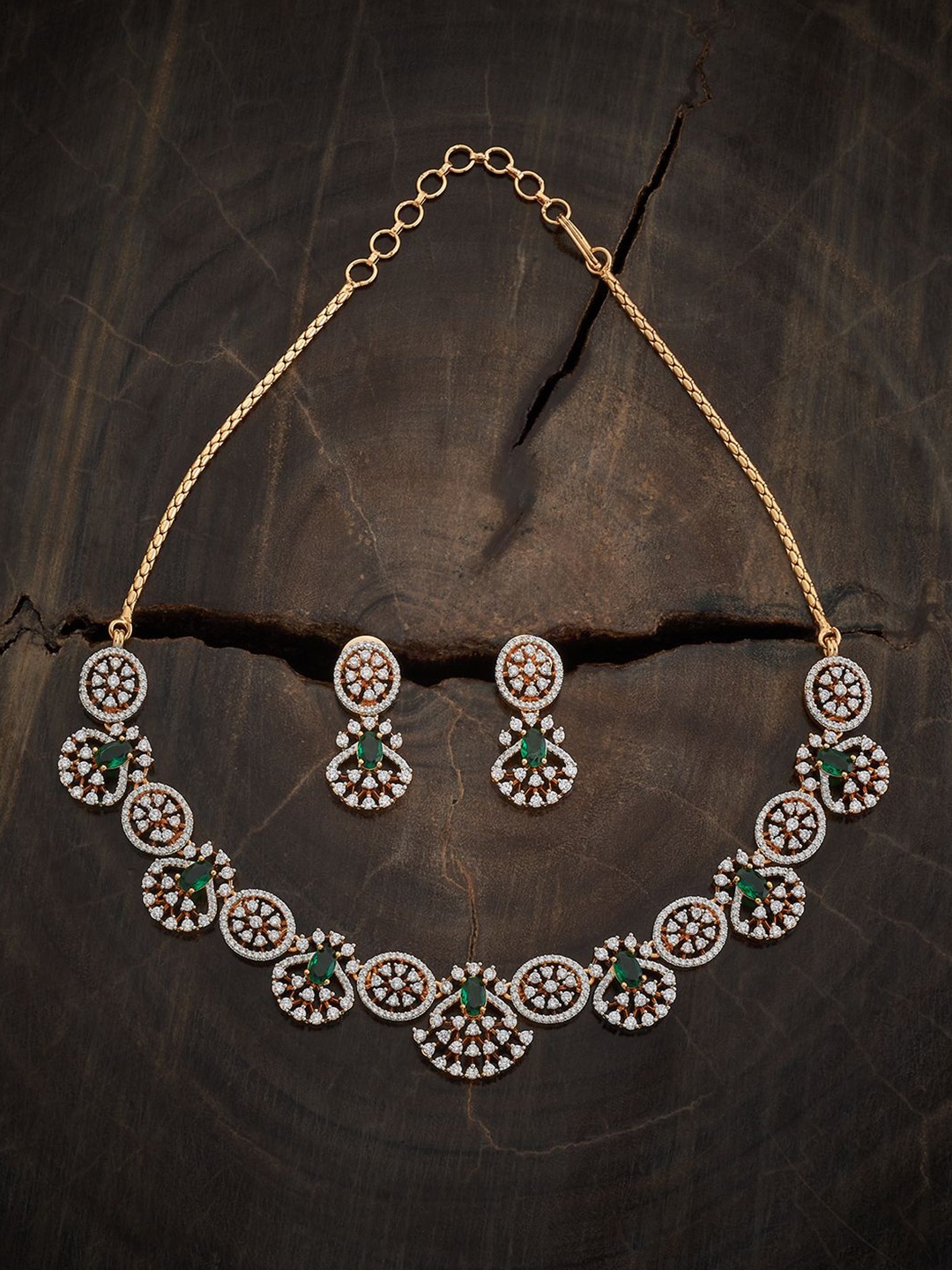 

Kushal's Fashion Jewellery Gold-Plated Cubic Zirconia Studded Jewellery Set
