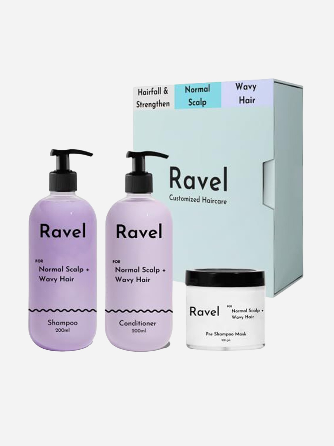 

Ravel Hair Fall Control Shampoo Conditioner & Pre Shampoo Scalp Mask Combo, White