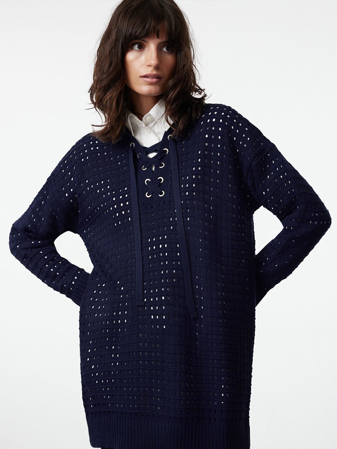 

Trendyol Women Longline Pullover, Navy blue