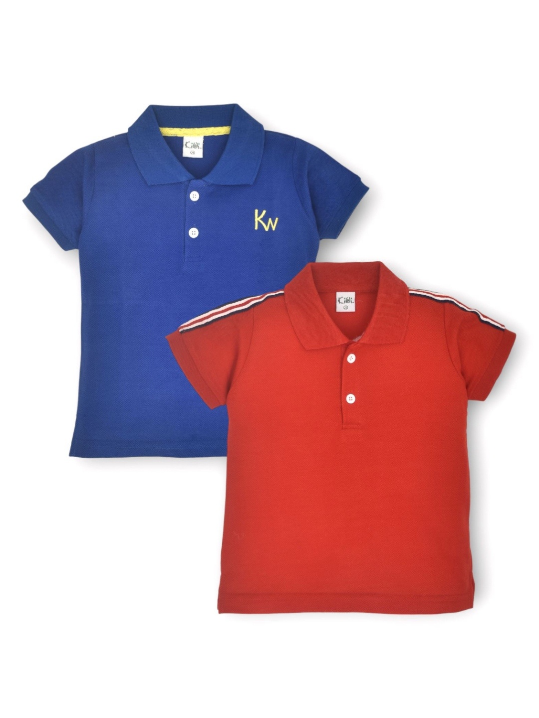 

BAESD Pack Of 2 Boys Solid Polo Collar Cotton T-shirts, Red