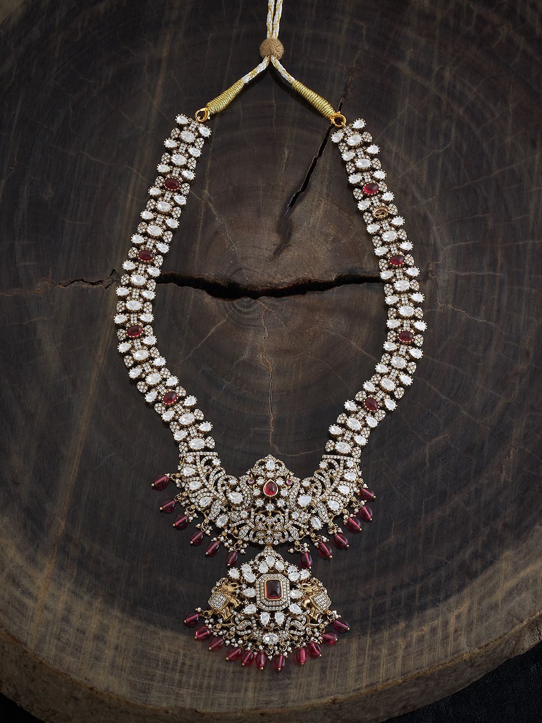 

Kushal's Fashion Jewellery Antique Kundan Necklace, Red