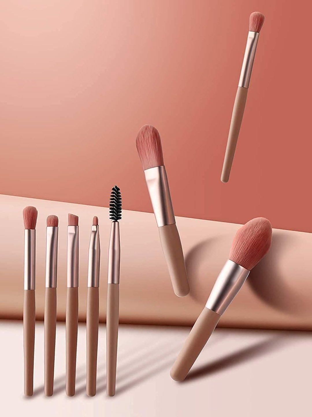 

zemglam Set Of 10 Pcs Mini Makeup Brushes With Storage Bag, Pink