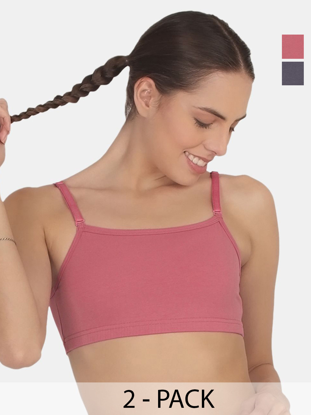 

POOJA RAGENEE Pack Of 2 Solid Sports Bra, Pink