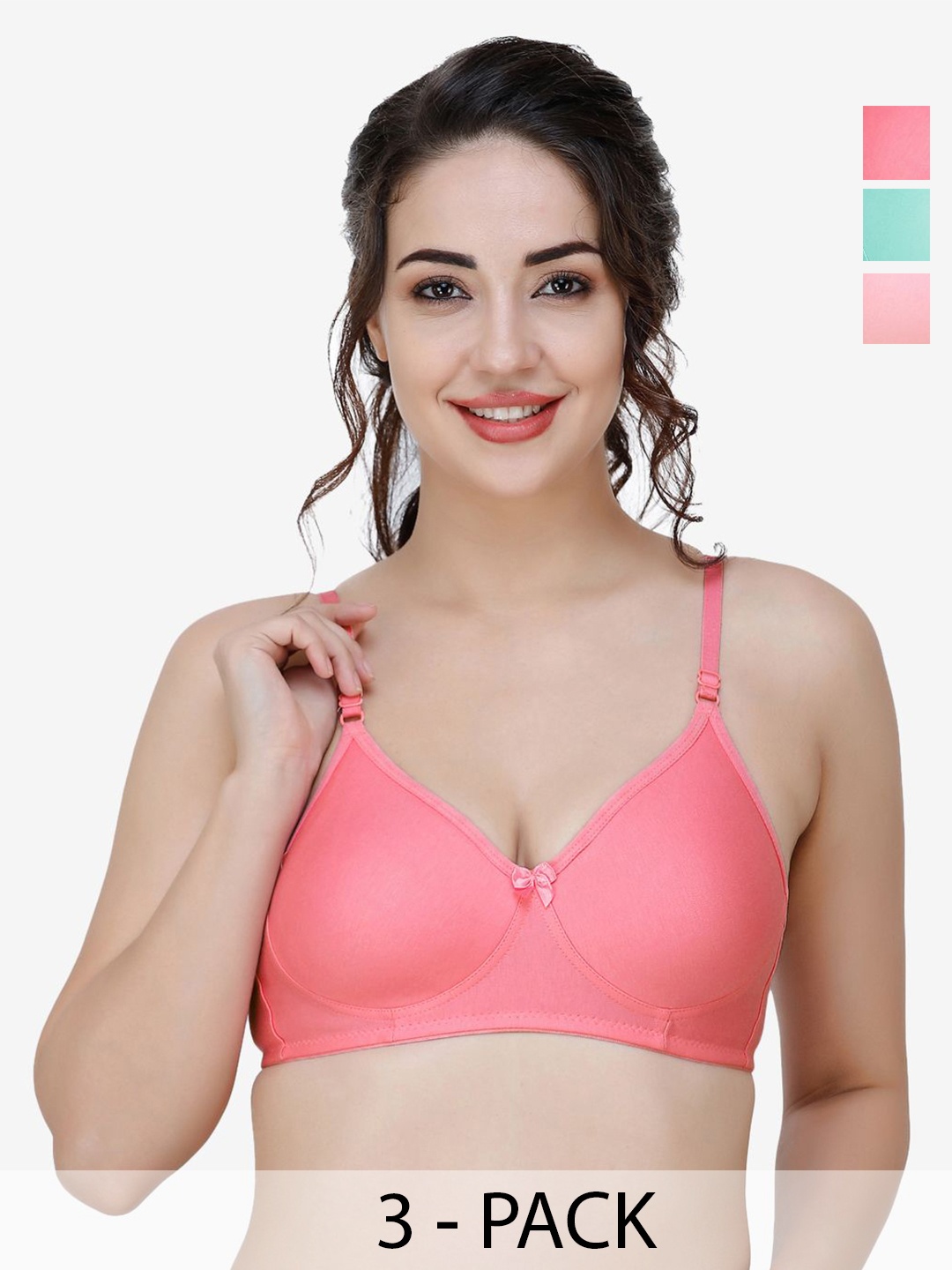 

Docare Pack Of 3 Full Coverage T-shirt Bra, Pink
