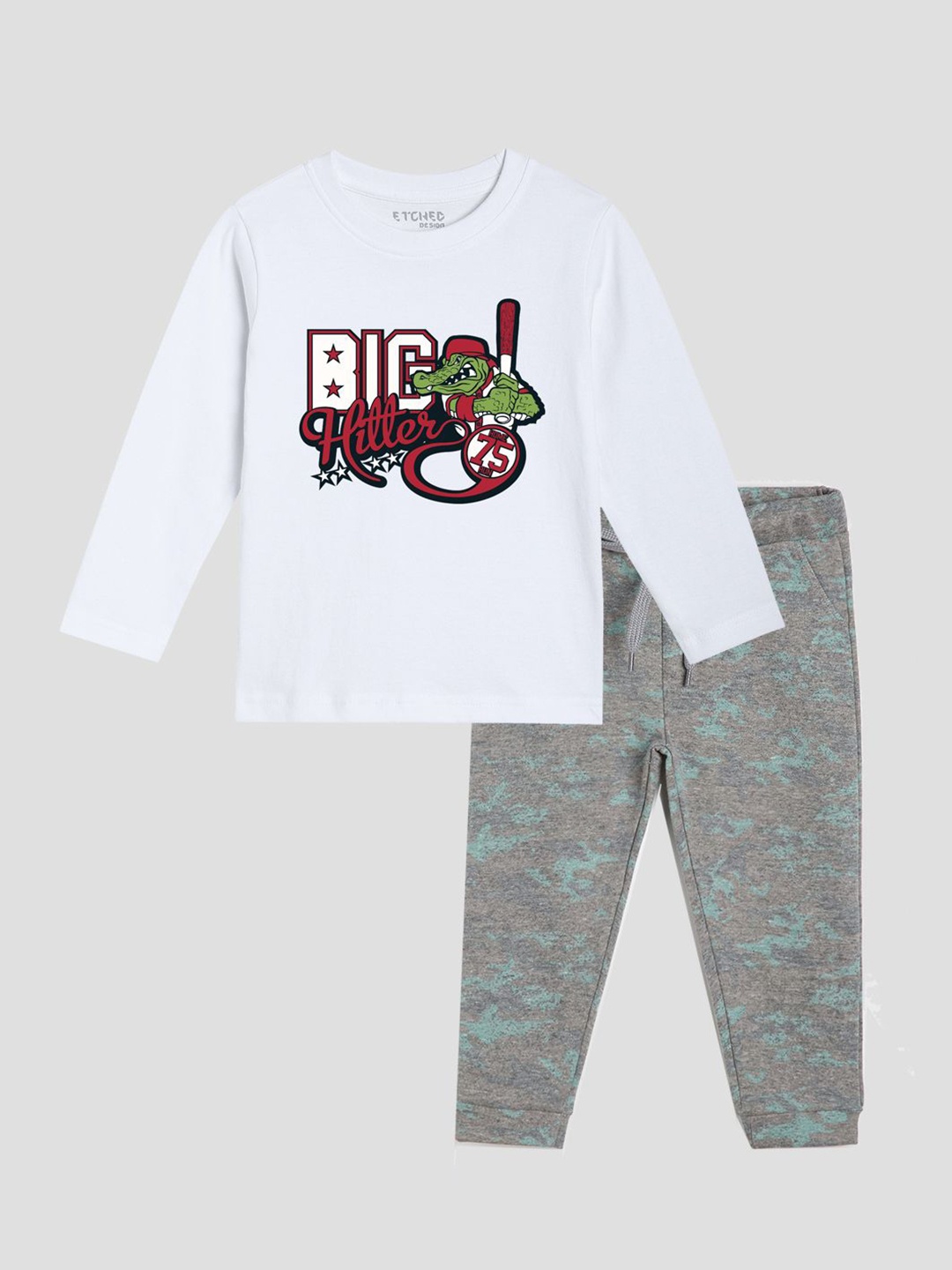 

ETCHED DESIGN Boys Printed Pure Cotton T-shirt & Joggers, White