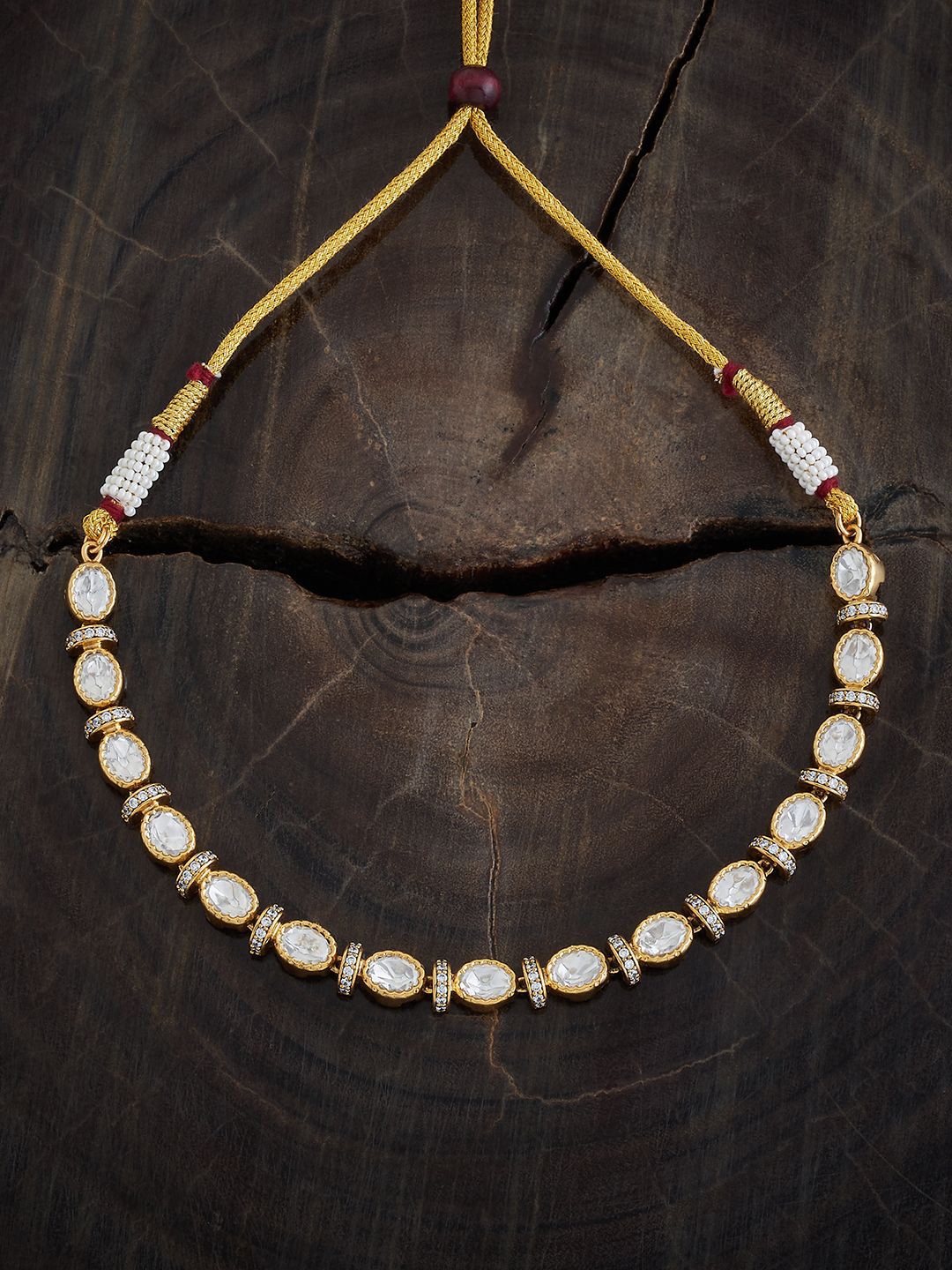 

Kushal's Fashion Jewellery Copper Kundan Studded Necklace, Gold