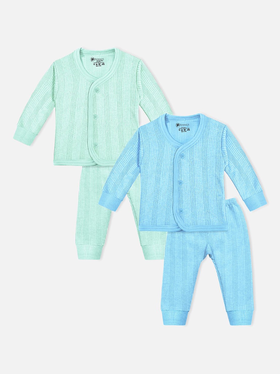 

YK Basics Kids Pack Of 2 Striped Thermal Set, Blue