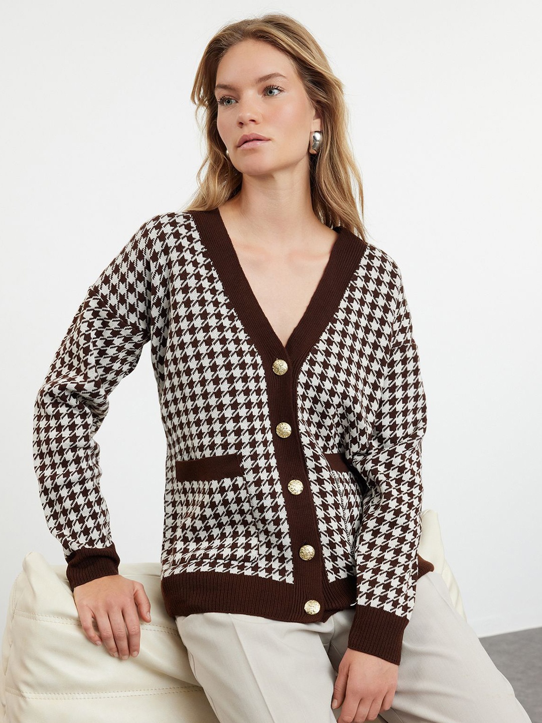 

Trendyol Women Printed Cardigan, White