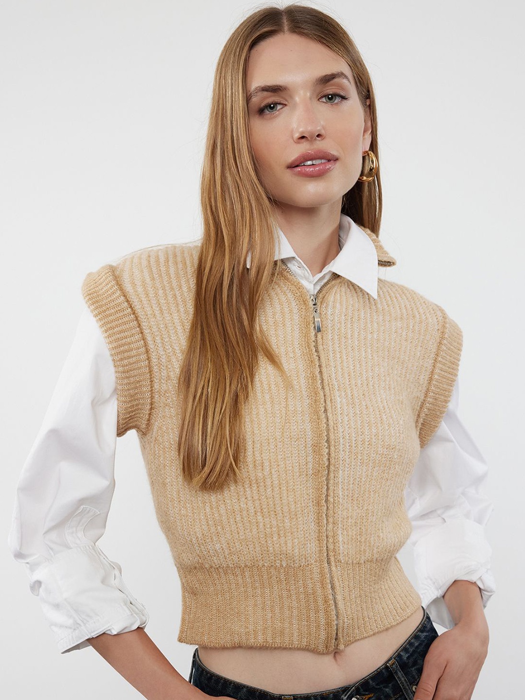 

Trendyol Women Sweater Vest, Beige