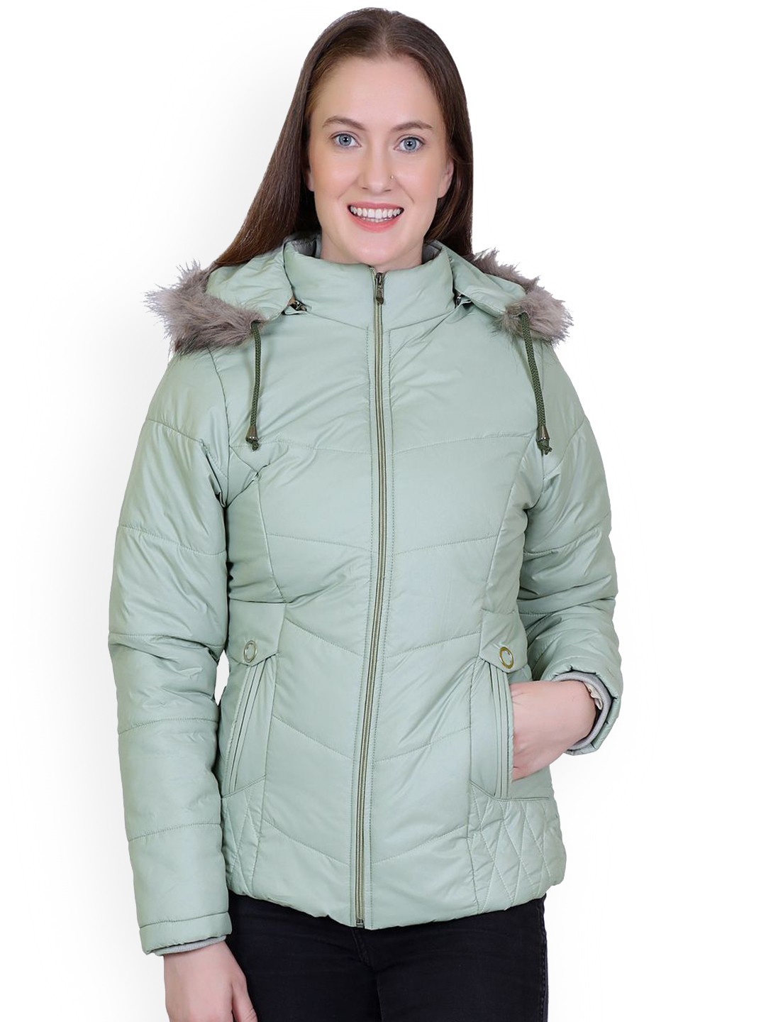 

PURPLEHUNT Women Lightweight Longline Puffer Jacket with Embroidered, Sea green