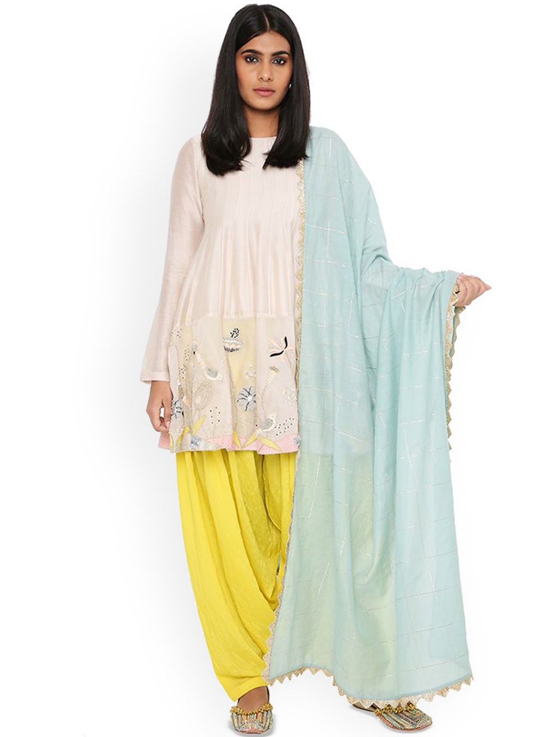 

Payal Singhal Floral Embroidered A-Line Kurta with Dhoti Pants & Dupatta, White
