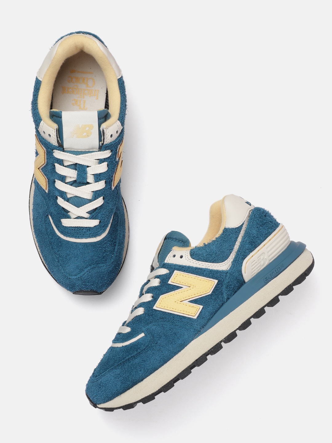

New Balance Men Leather 574LG Sneakers, Blue