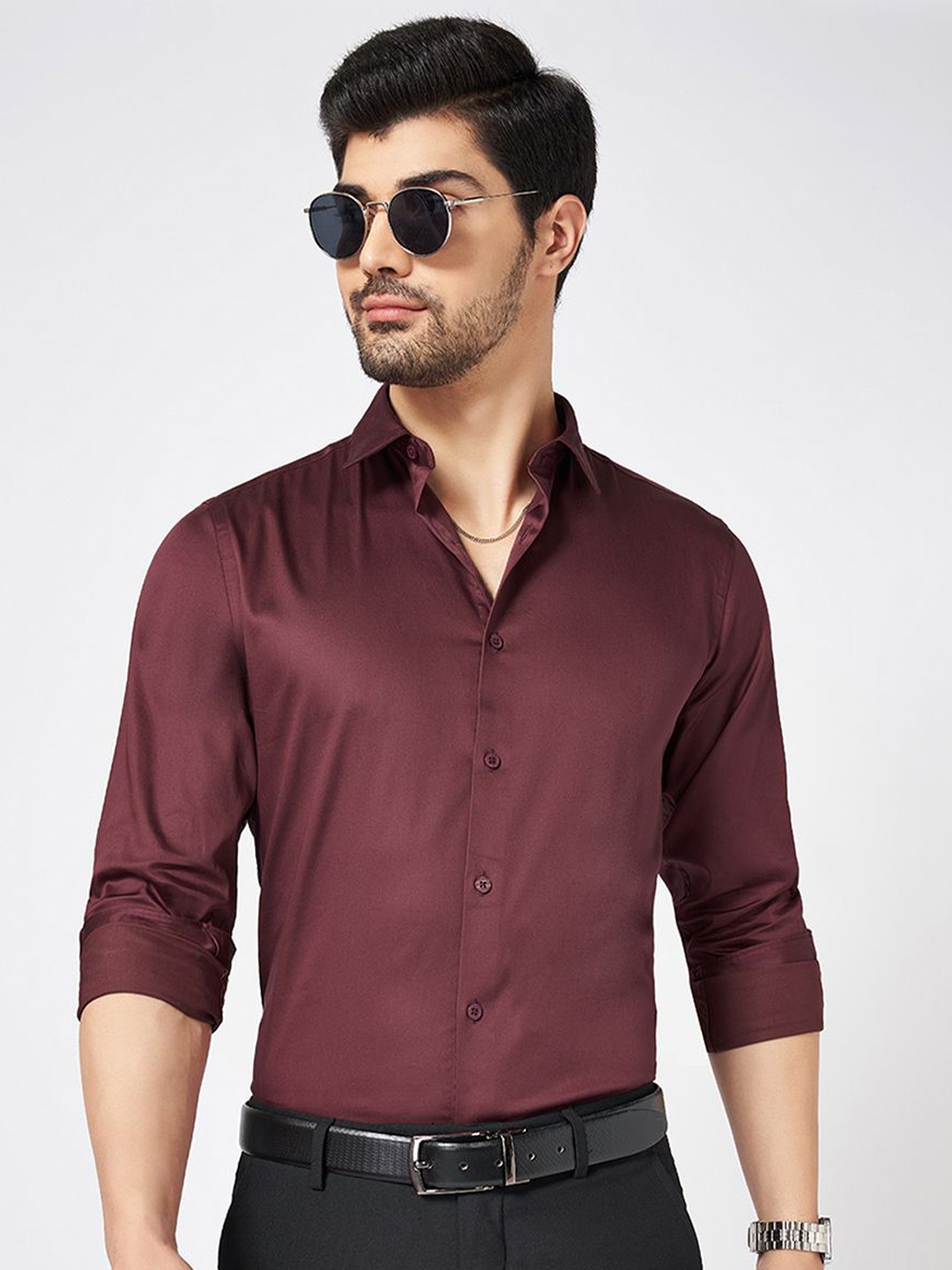 

BYFORD by Pantaloons Men Slim Fit Opaque Party Shirt, Rust