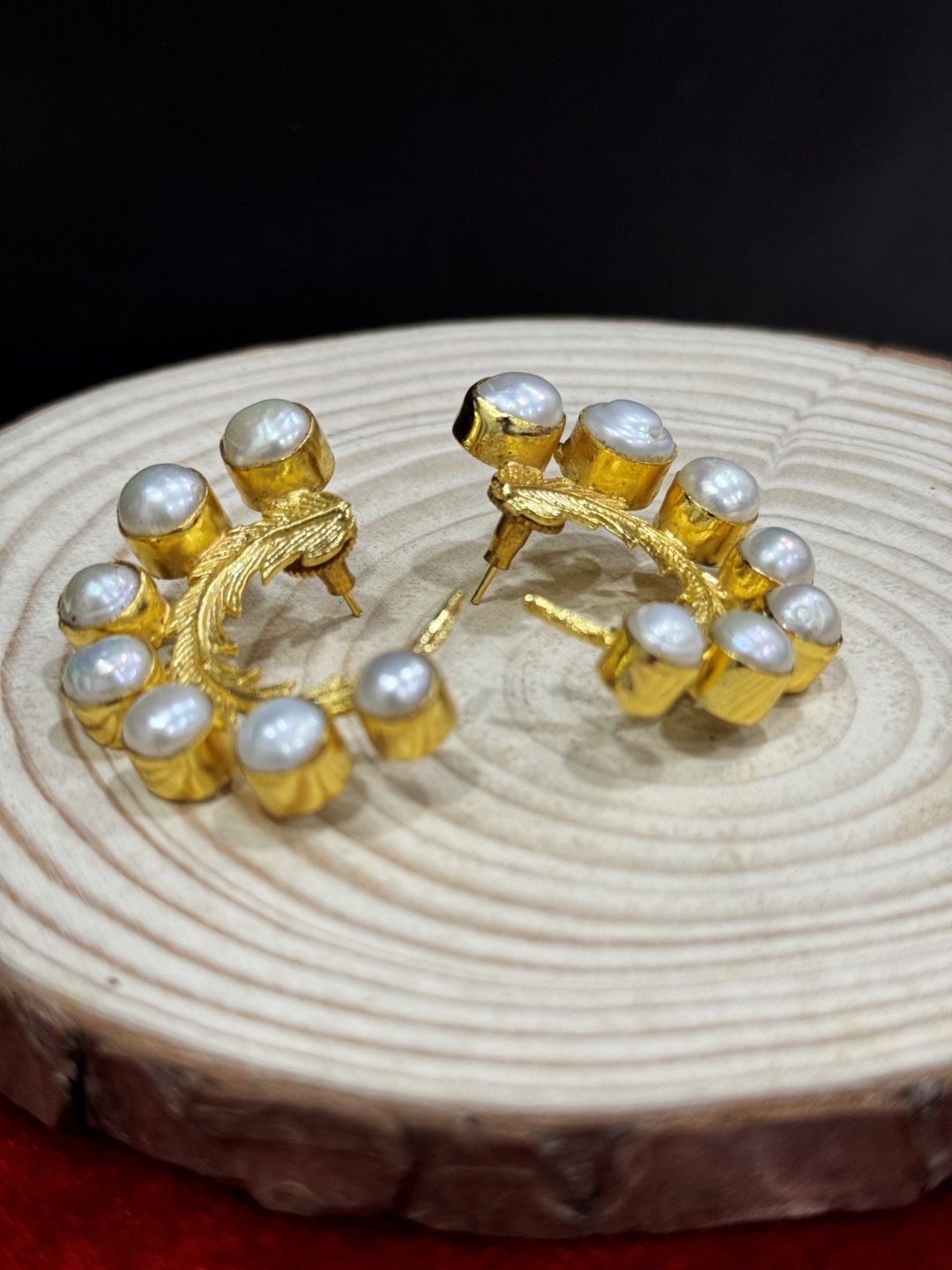 

The Jewellery Tale Gold-Plated Pearls Circular Half Hoop Earrings
