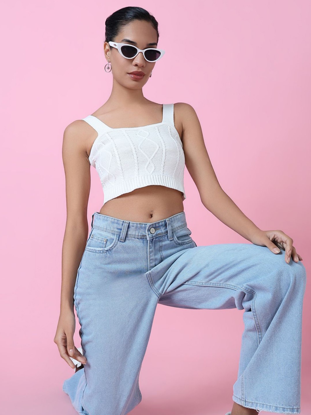 

SHOWOFF Crochet Bralette Crop Top, Off white
