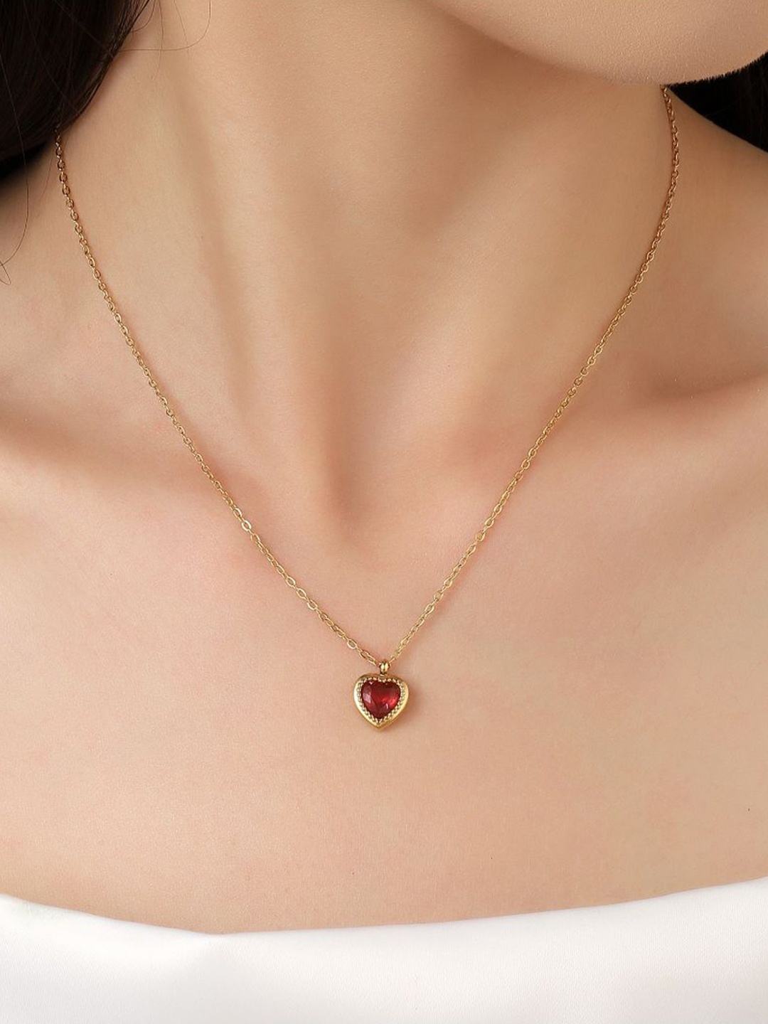 

SALTY Stainless Steel Heart Charm Necklace, Gold