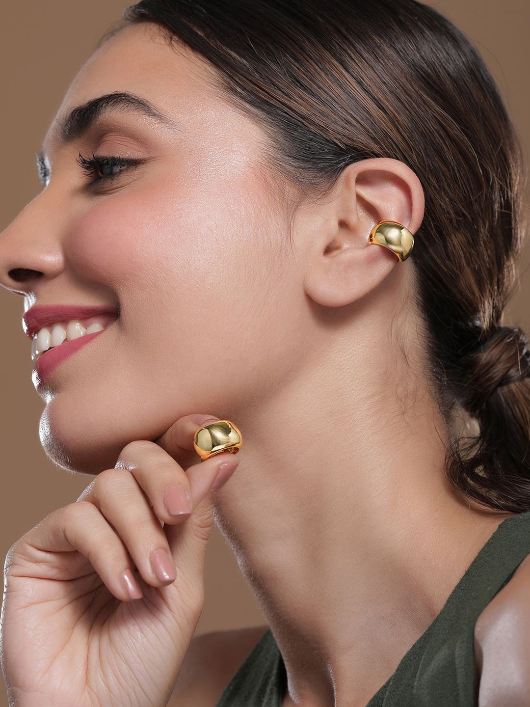 

Rubans 18K Gold Plated Chunky Statement Ear Cuffs