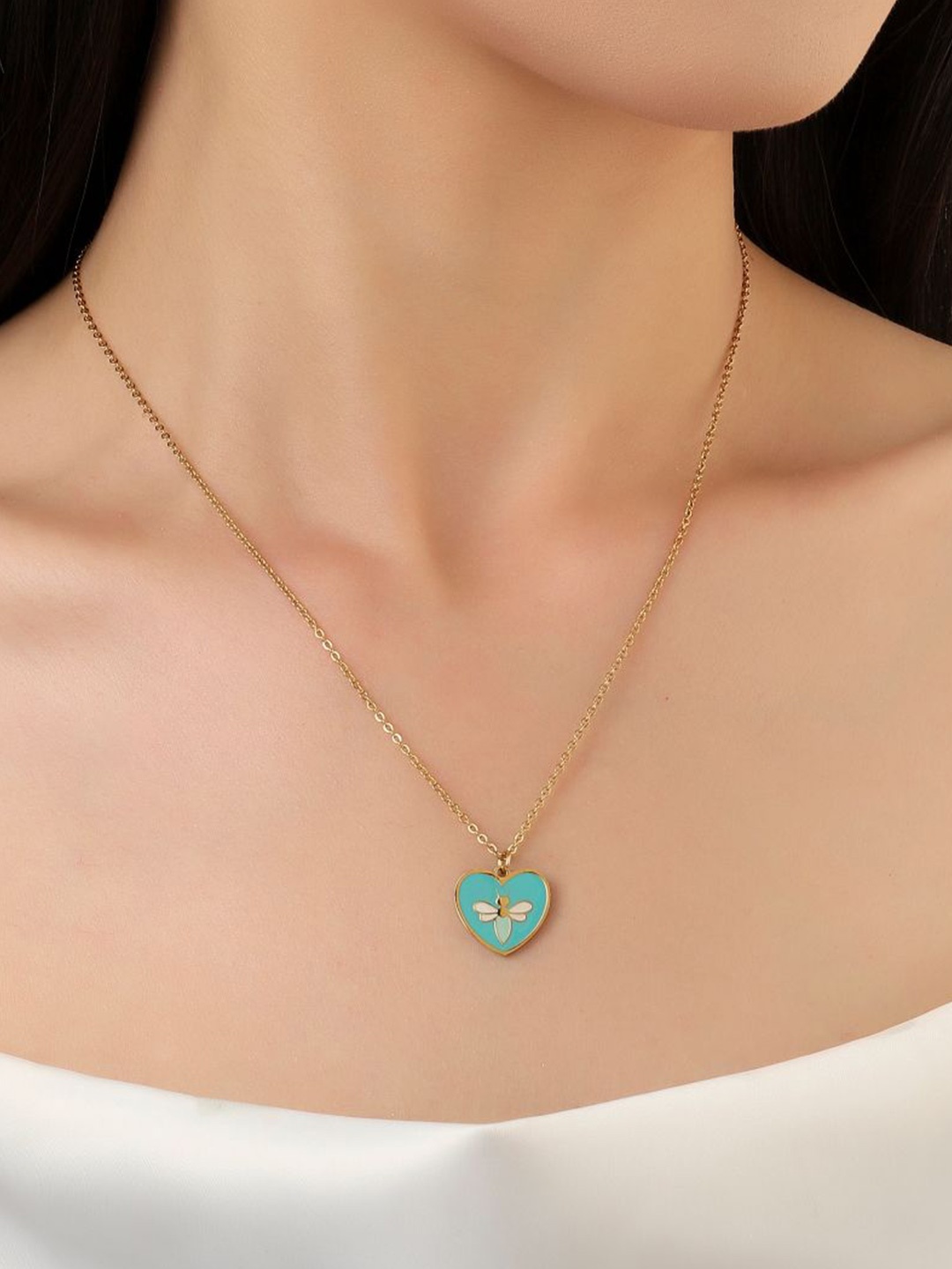 

SALTY Baby Dragon Gold-Plated Heart Shaped Pendants with Chains