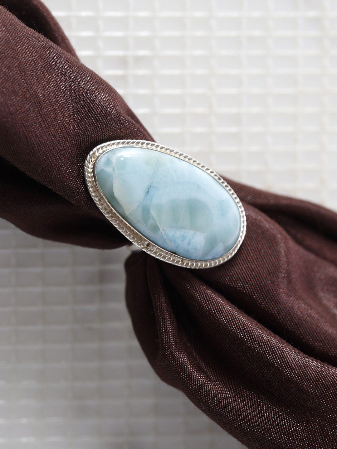 

Exotic India Larimar Gemstone Sterling Silver Ring