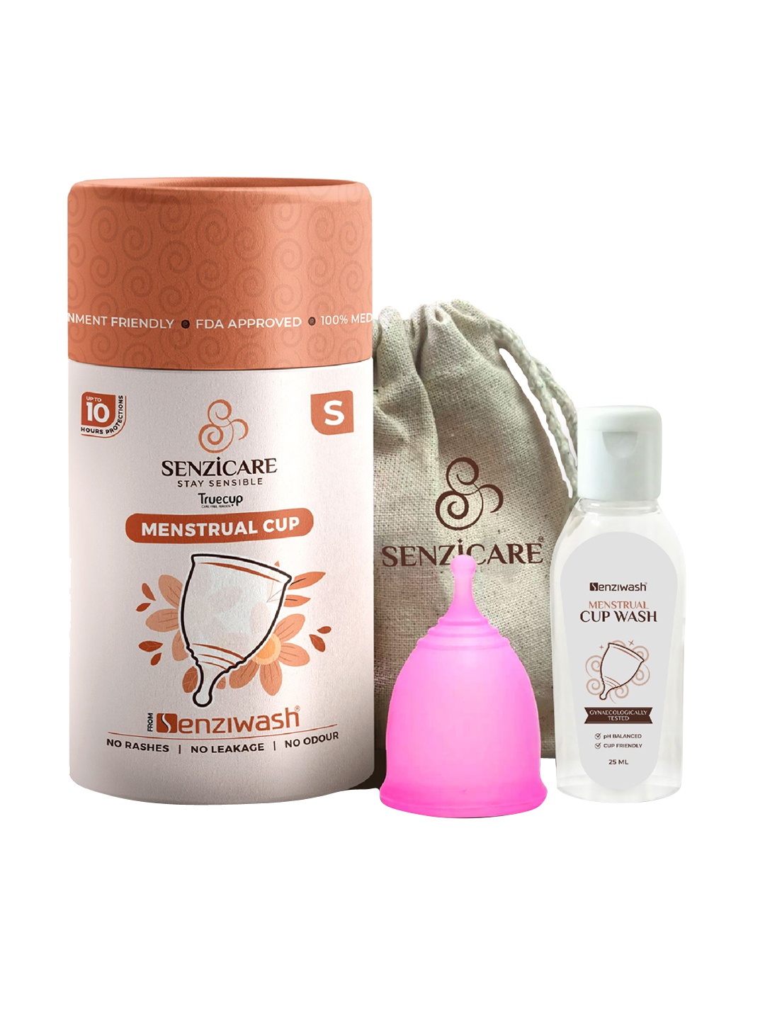 

Senzicare Set Of 3 Reusable Menstrual Cup, Cupwash With Sterilizer Case, Pink