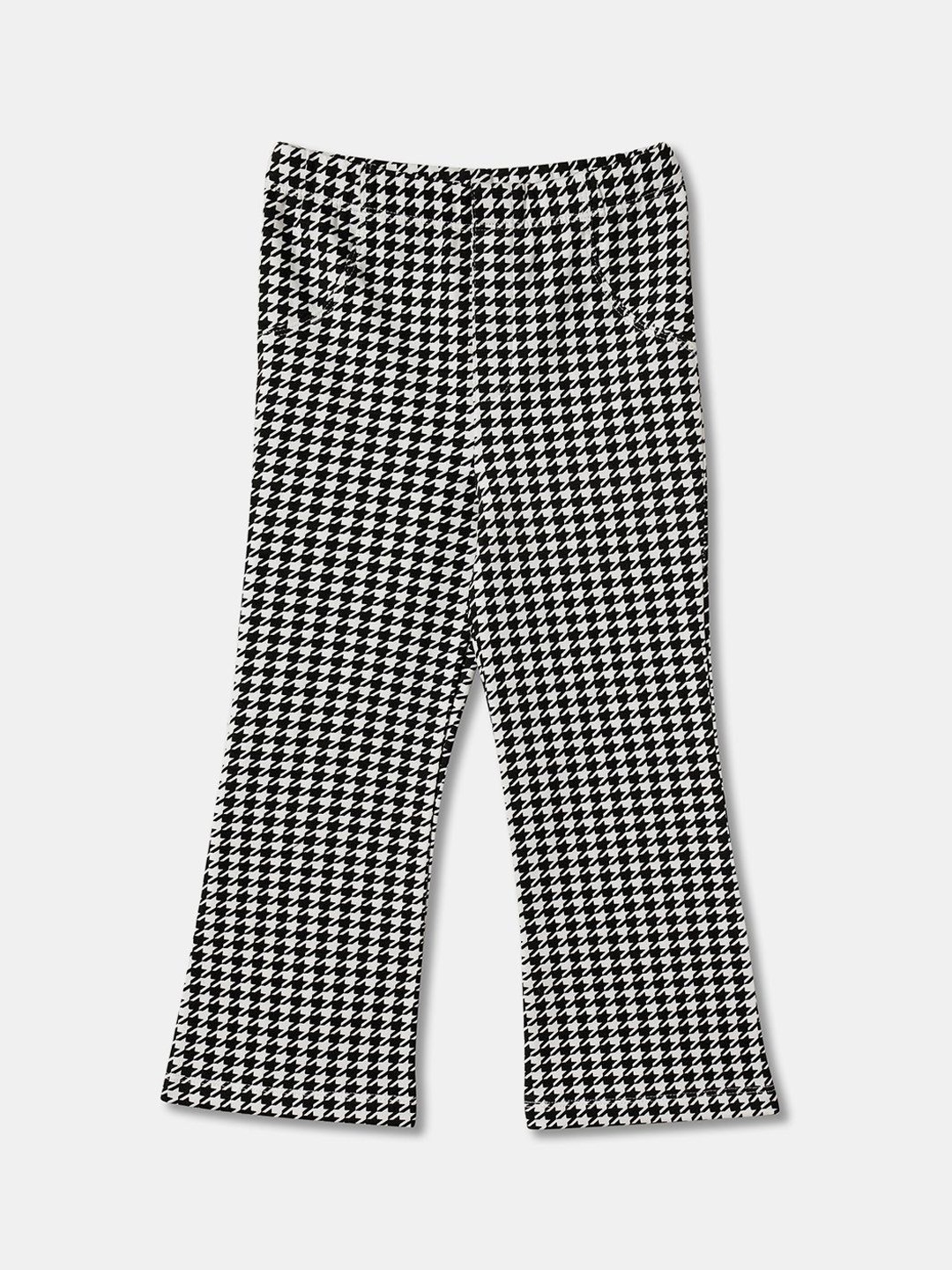 

R&B Girls Checked Cotton Track Pants, Black