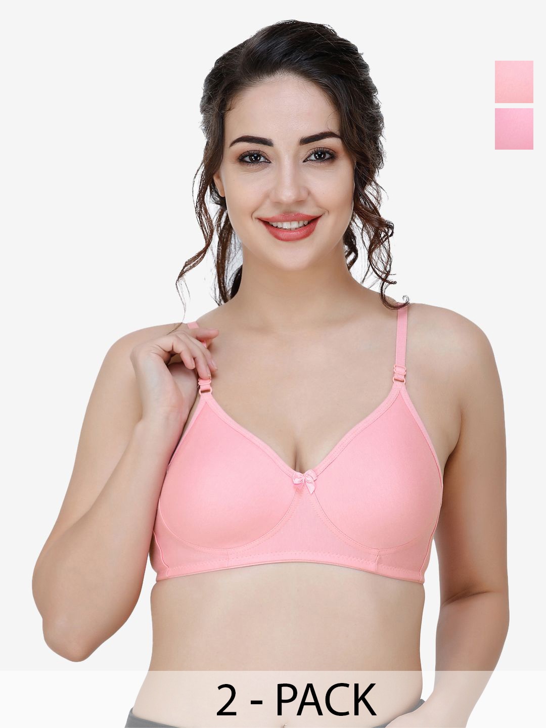 

Docare Women Pack Of 2 Medium Coverage Non Padded T-shirt Bra, Pink