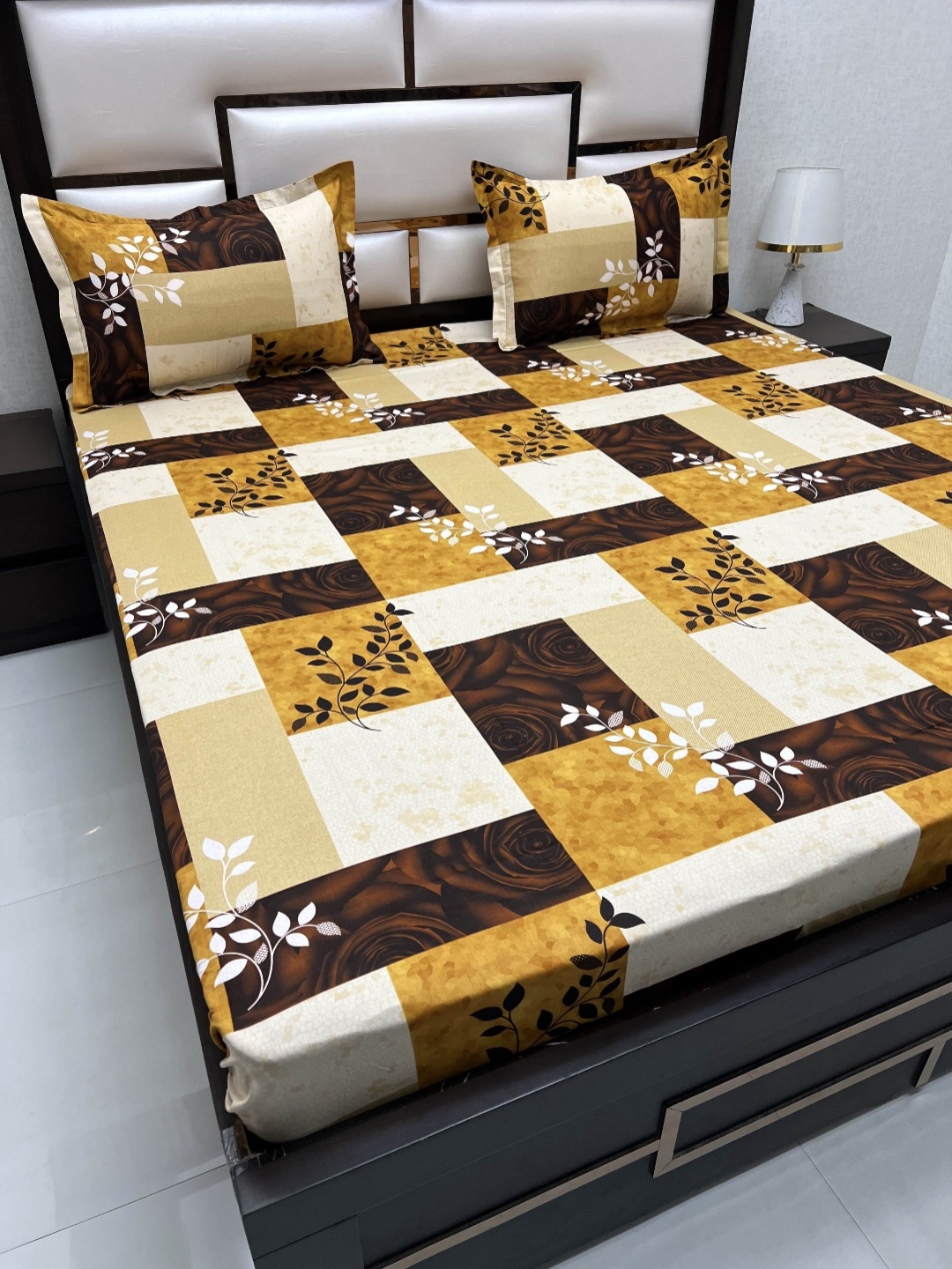 

Pure Decor Cotton Queen Size Double Bed Bedsheet With 2 Pillow Covers 2.28m X 2.54m, Brown