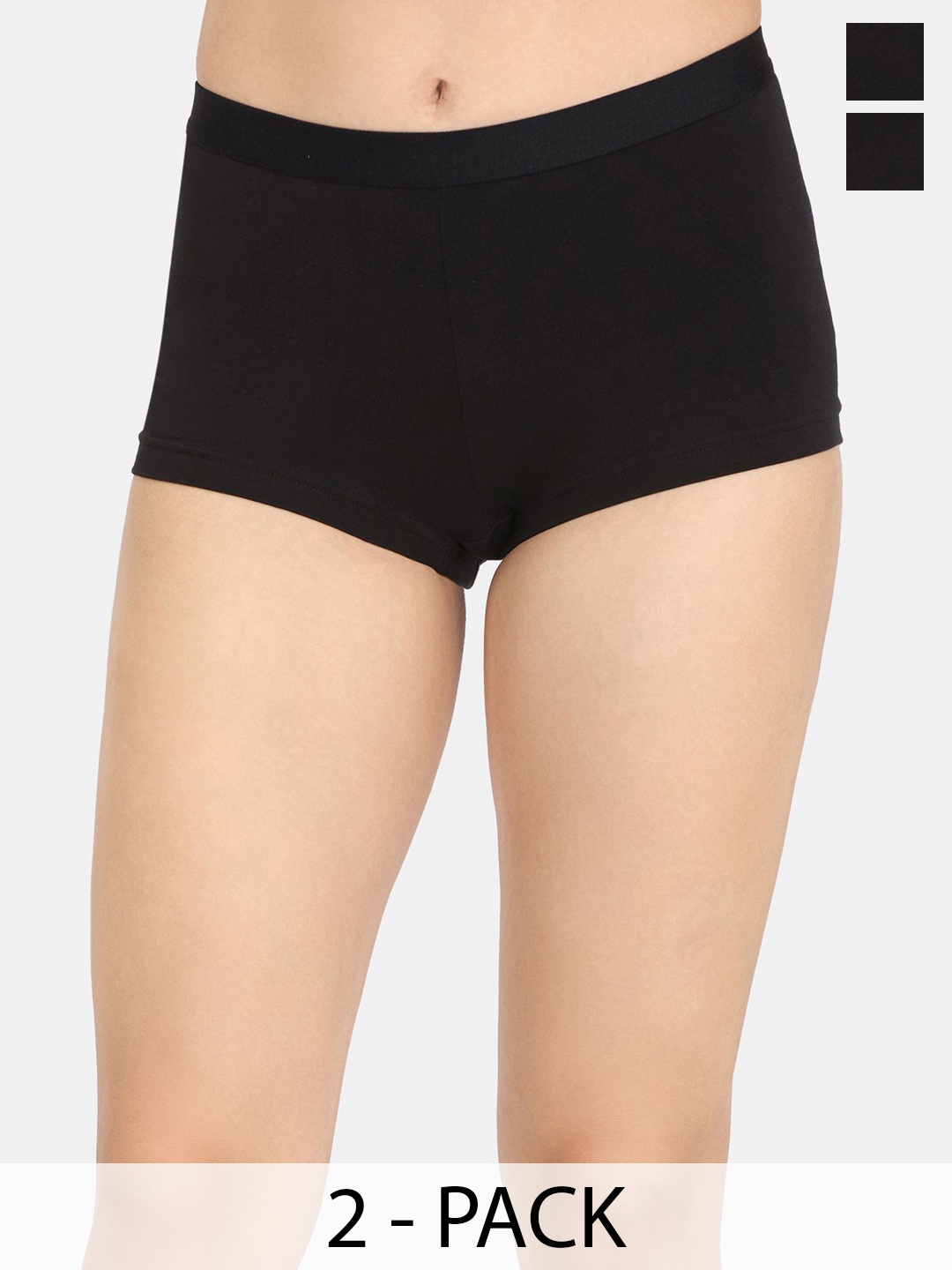 

Rosaline by Zivame Pack Of 2 Women Seamless Boy Shorts Briefs, Black