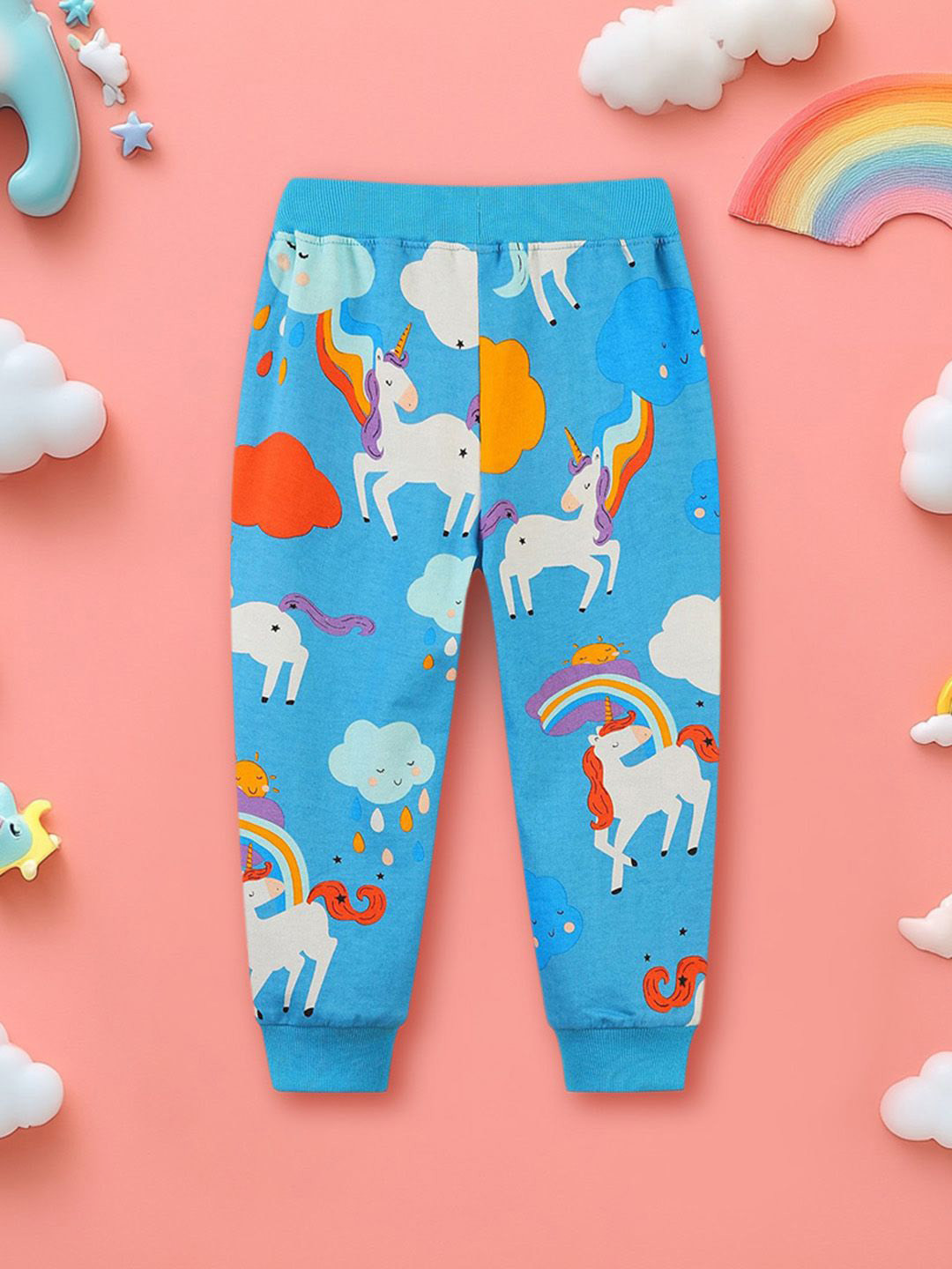 

INCLUD Girls Printed Mid-Rise Joggers, Blue