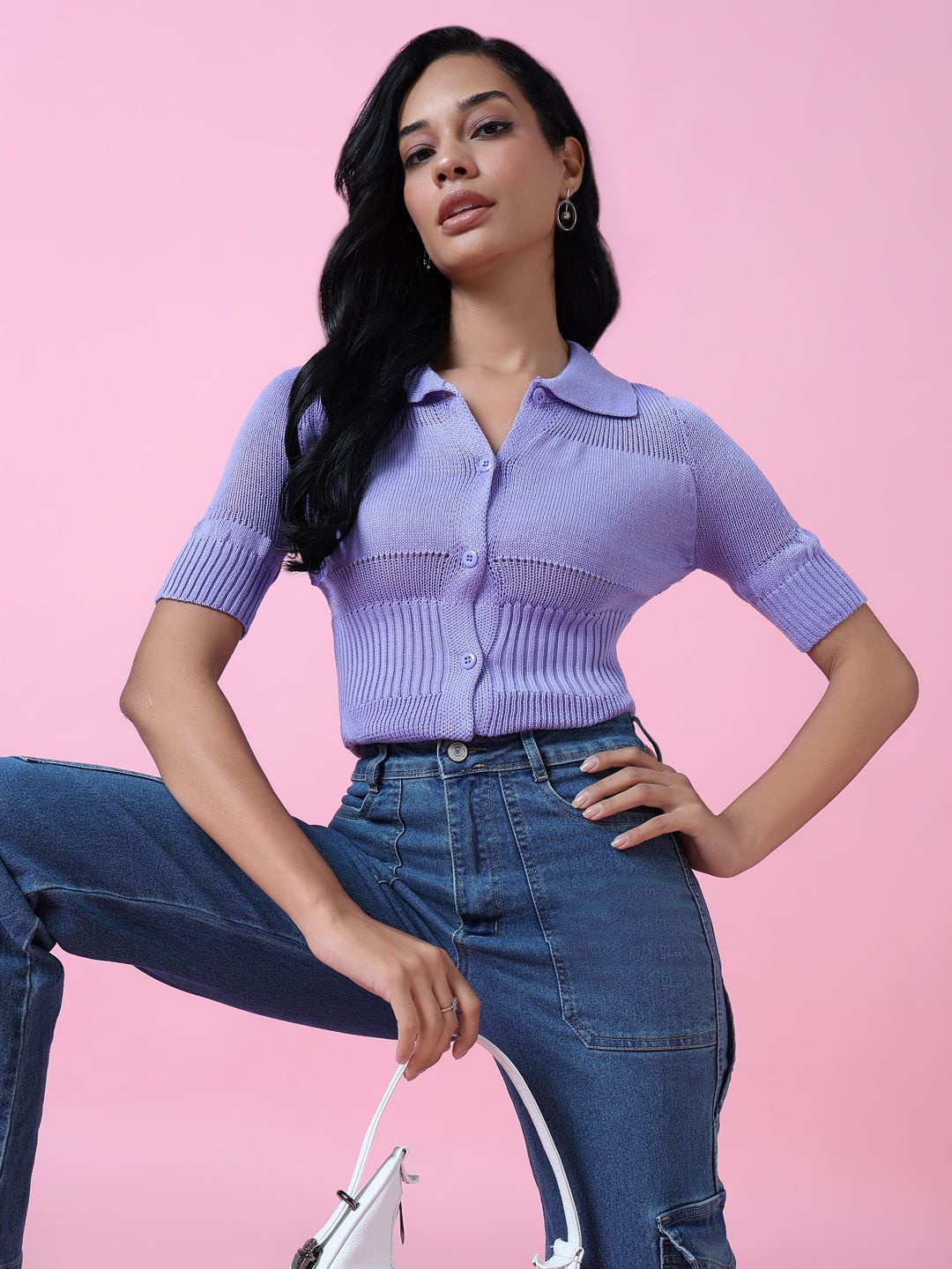 

SHOWOFF Shirt Style Top, Lavender