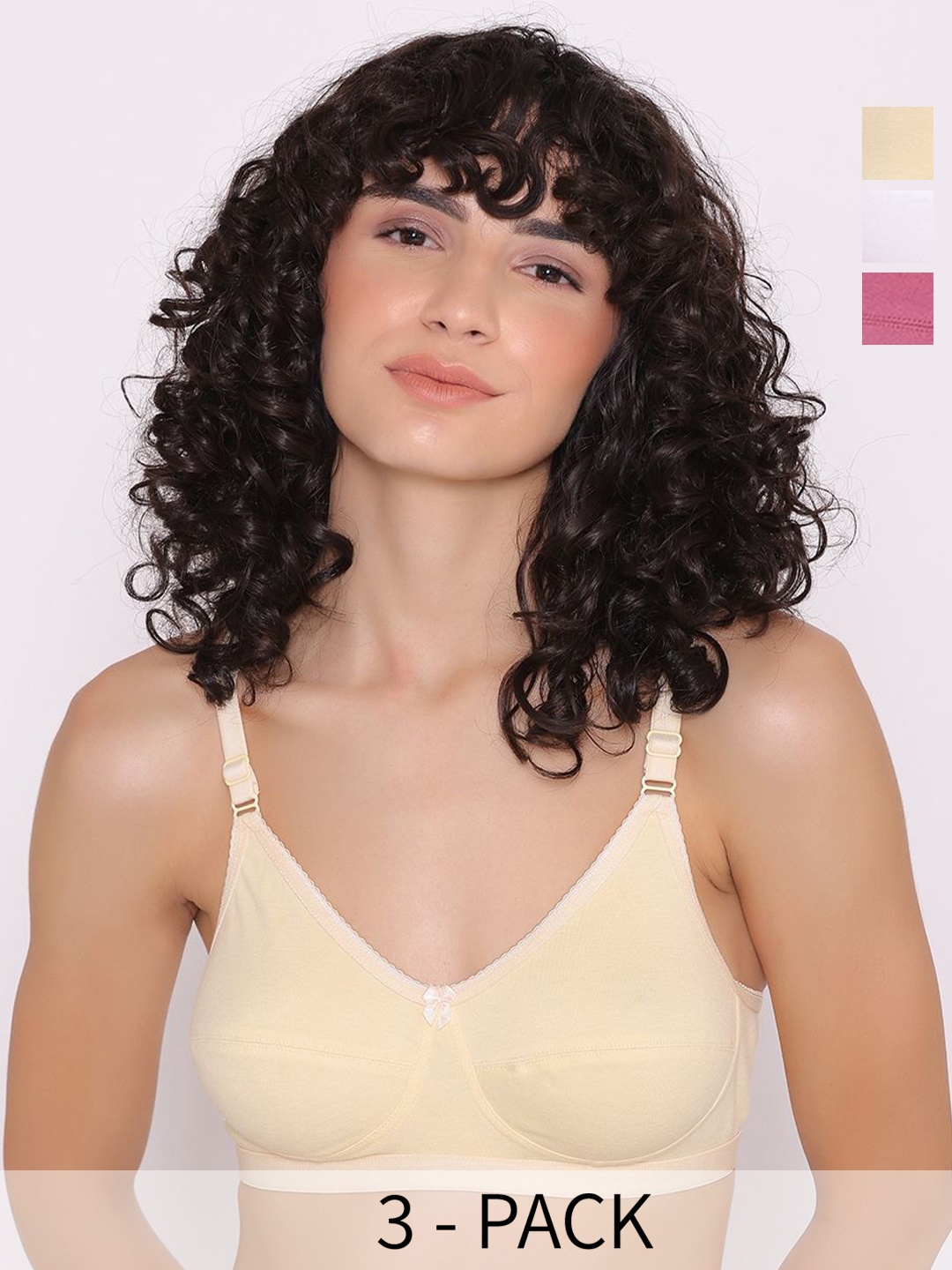

INKURV Solid Full Coverage Cut and Sew Bra Pack Of 3, White