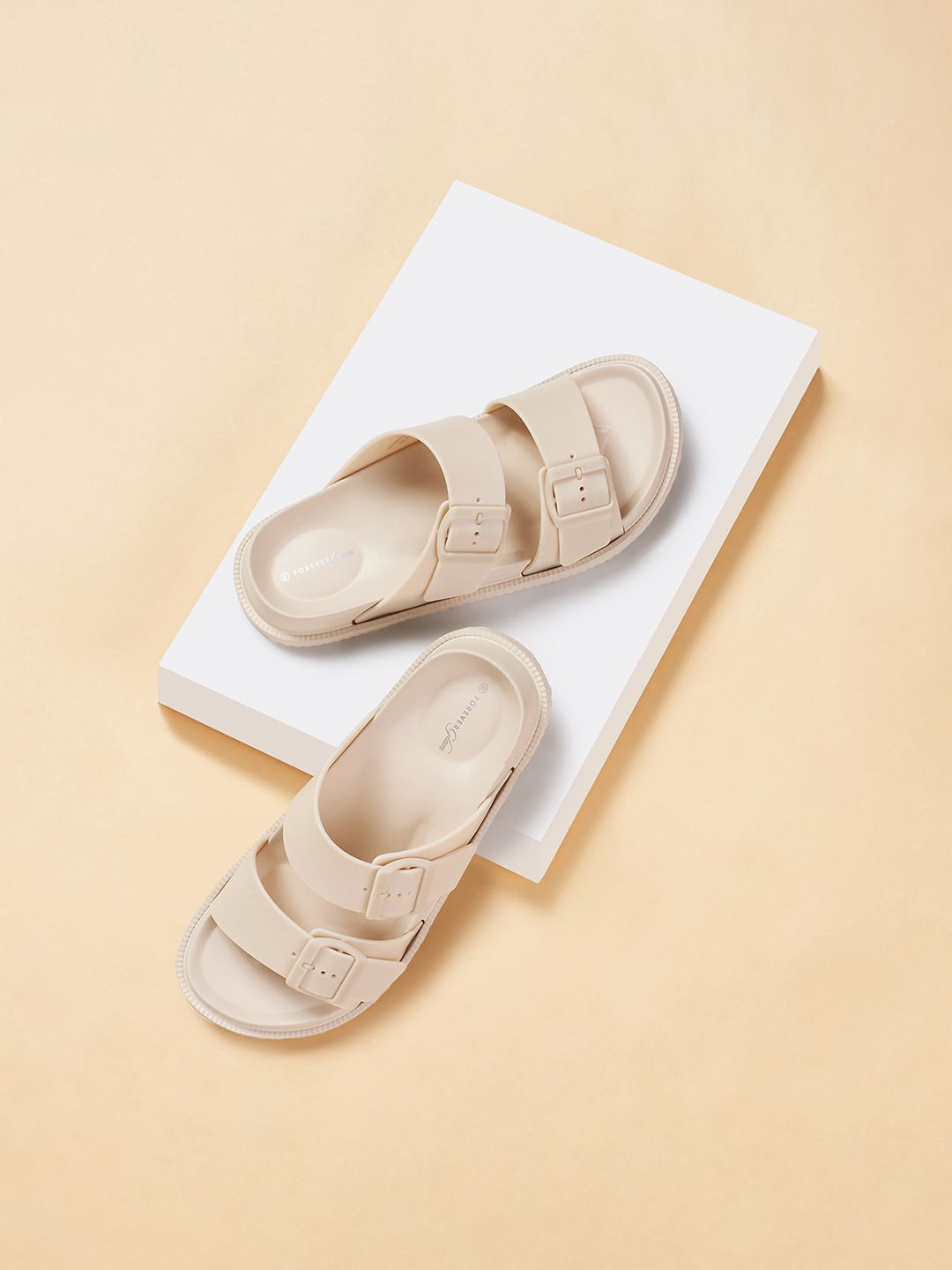 

Forever Glam by Pantaloons Women Rubber Sliders, Off white
