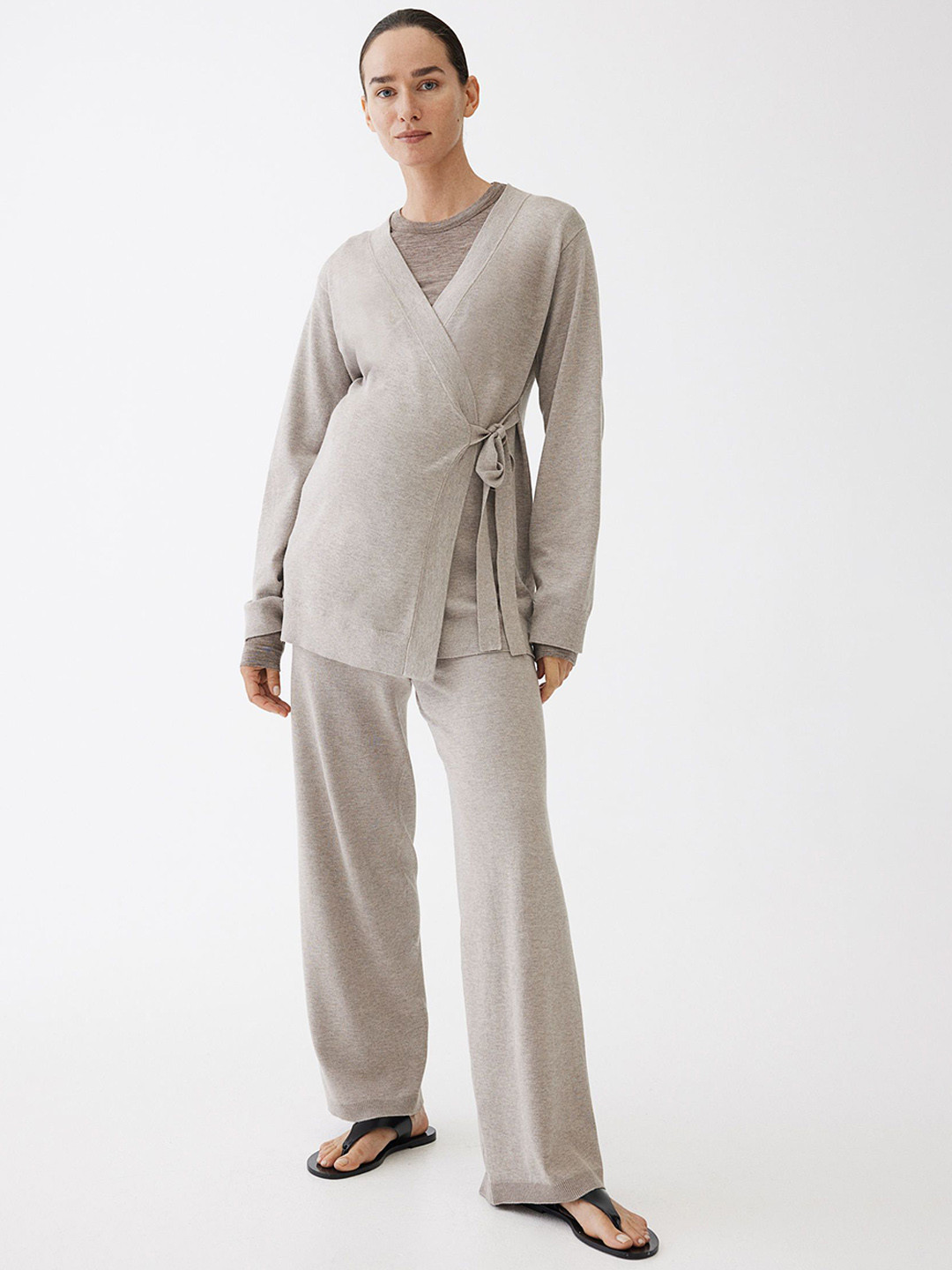 

H&M MAMA Knitted Trousers, Beige