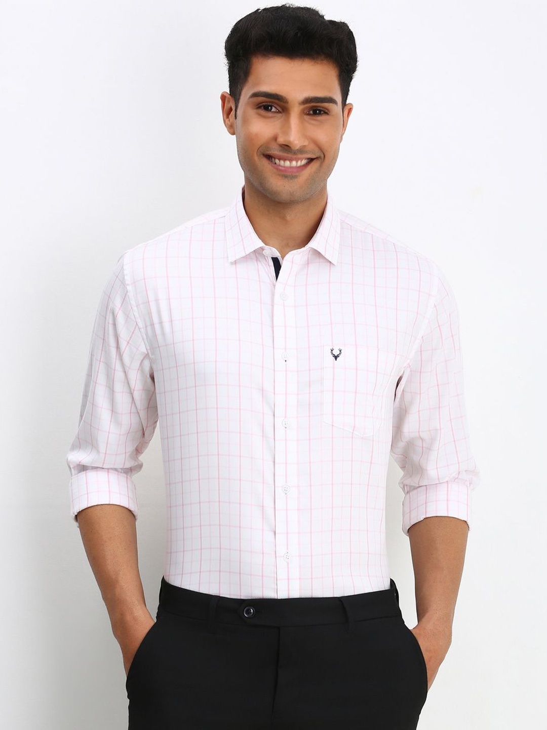 

Allen Solly Men Slim Fit Opaque Checked Formal Shirt, White