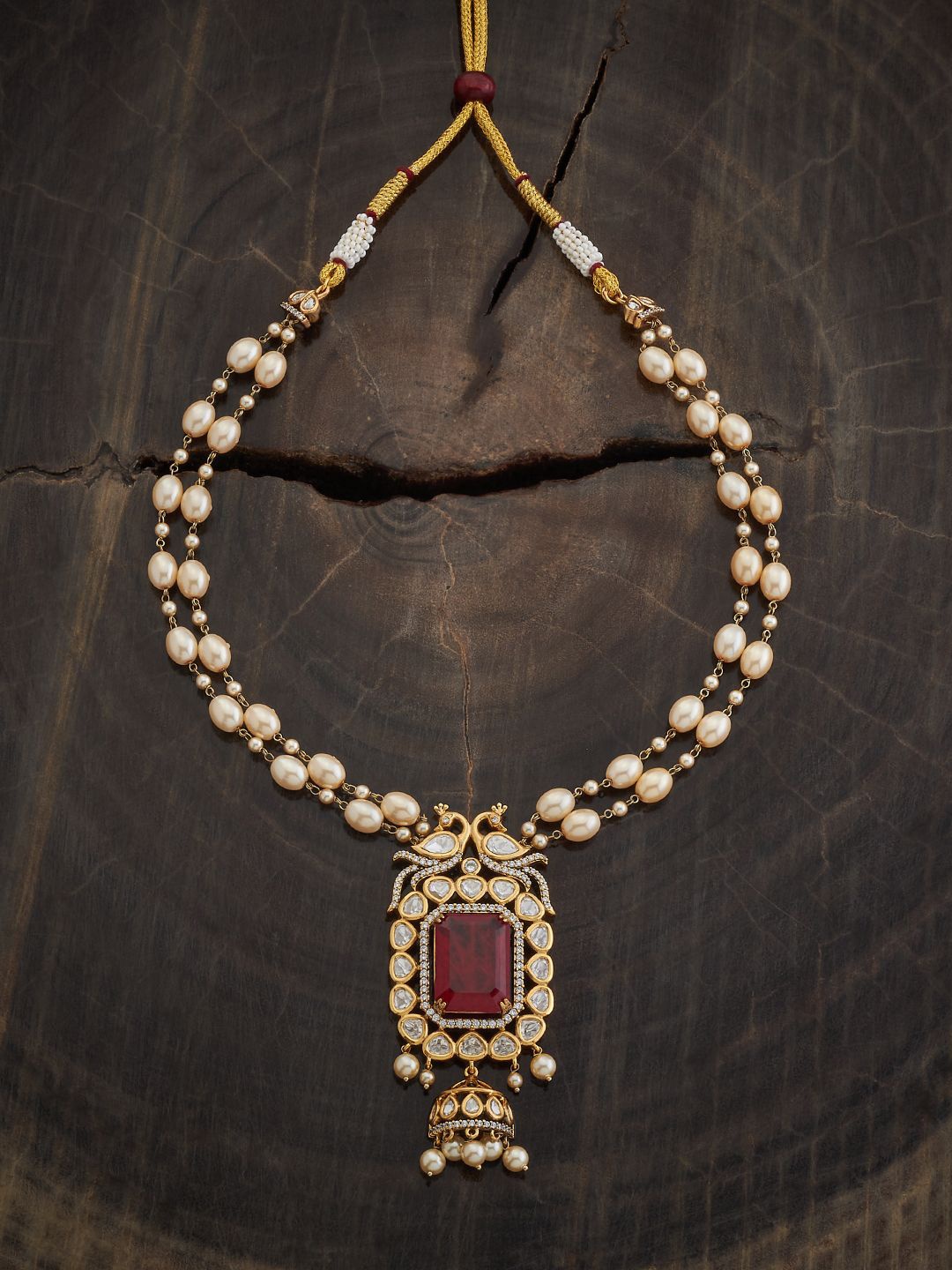 

Kushal's Fashion Jewellery Gold-Plated Stone Studded & Beaded Necklace