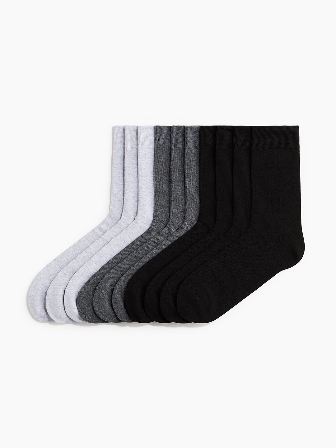 

H&M Men 10-Pack Calf-Length Socks, Grey