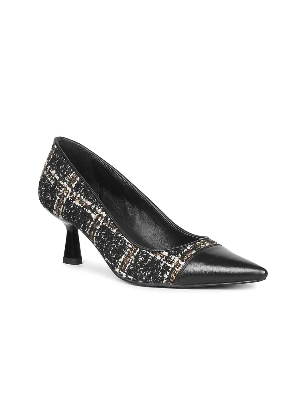 

Saint G Printed Leather Kitten Heel Pumps, Black