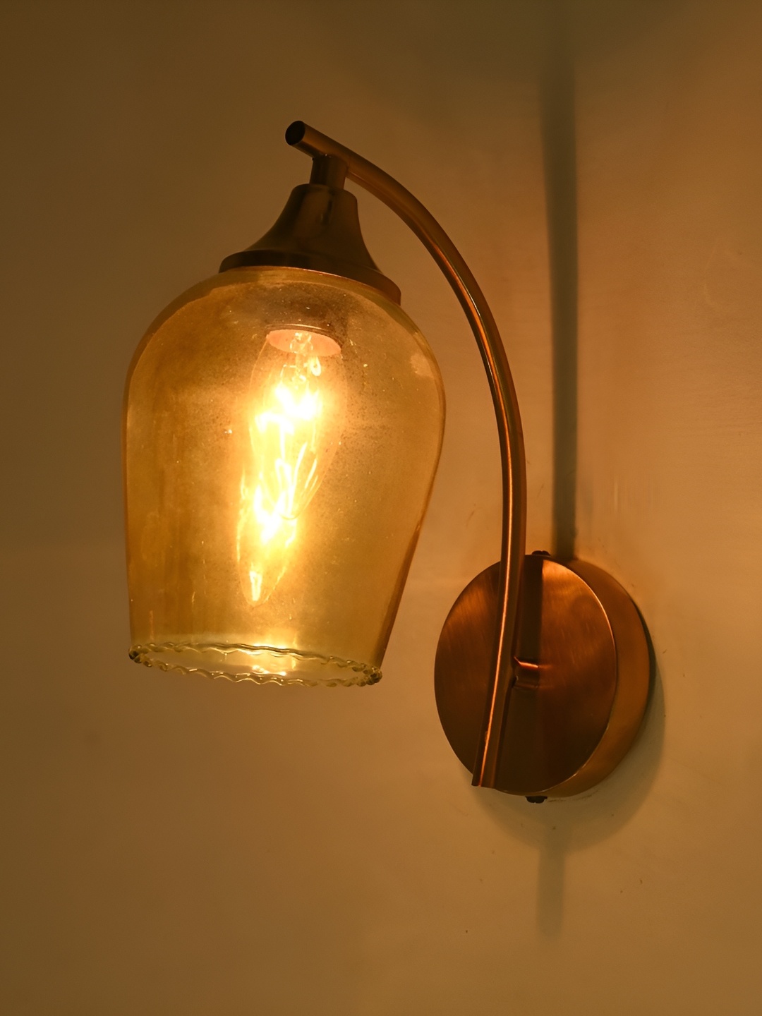 

Afast Gold-Toned & Transparent Contemporary Bell Shaped Glass Wall Lamp