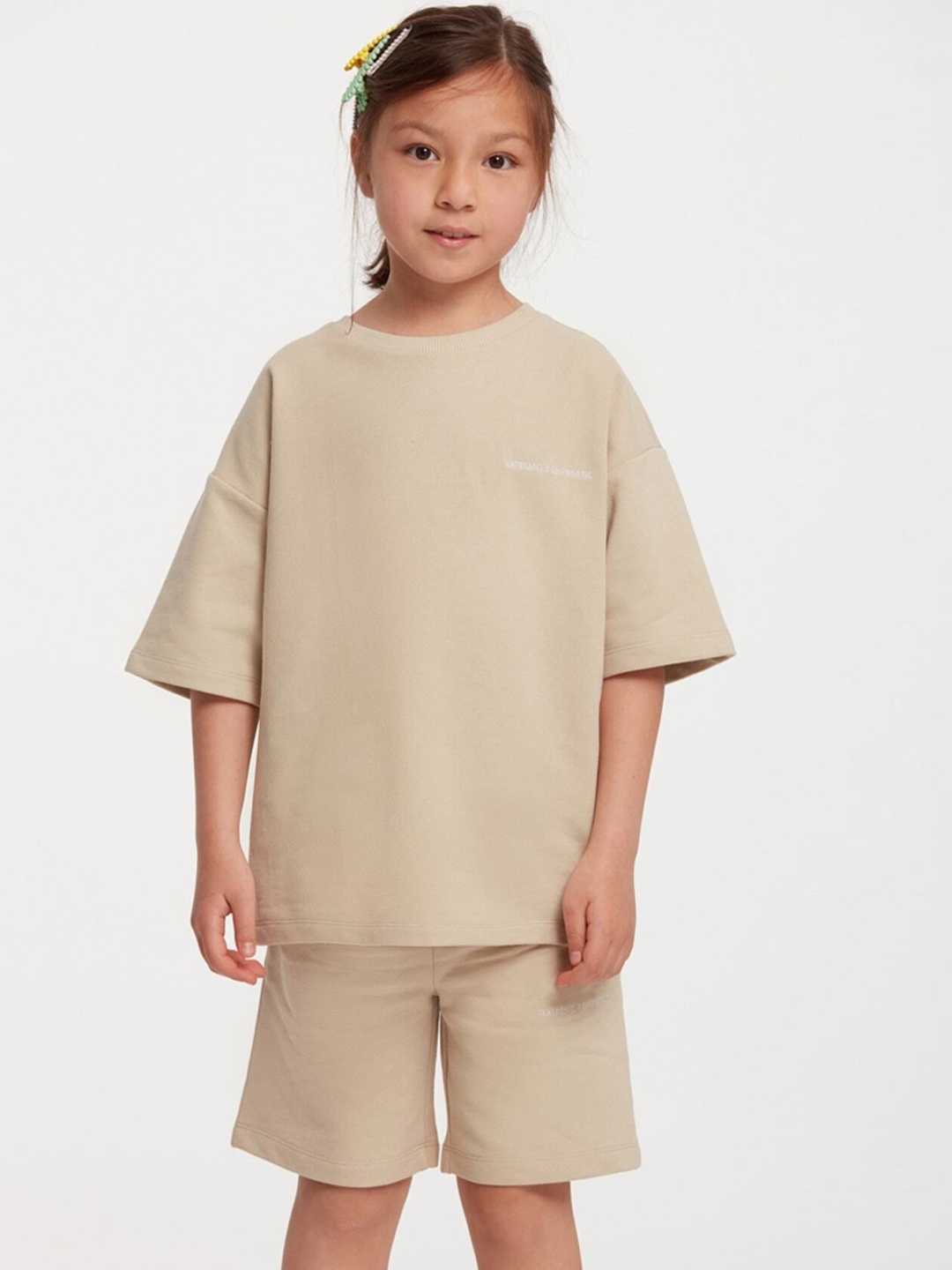 

GRIMELANGE Girls T-shirt With Shorts, Beige