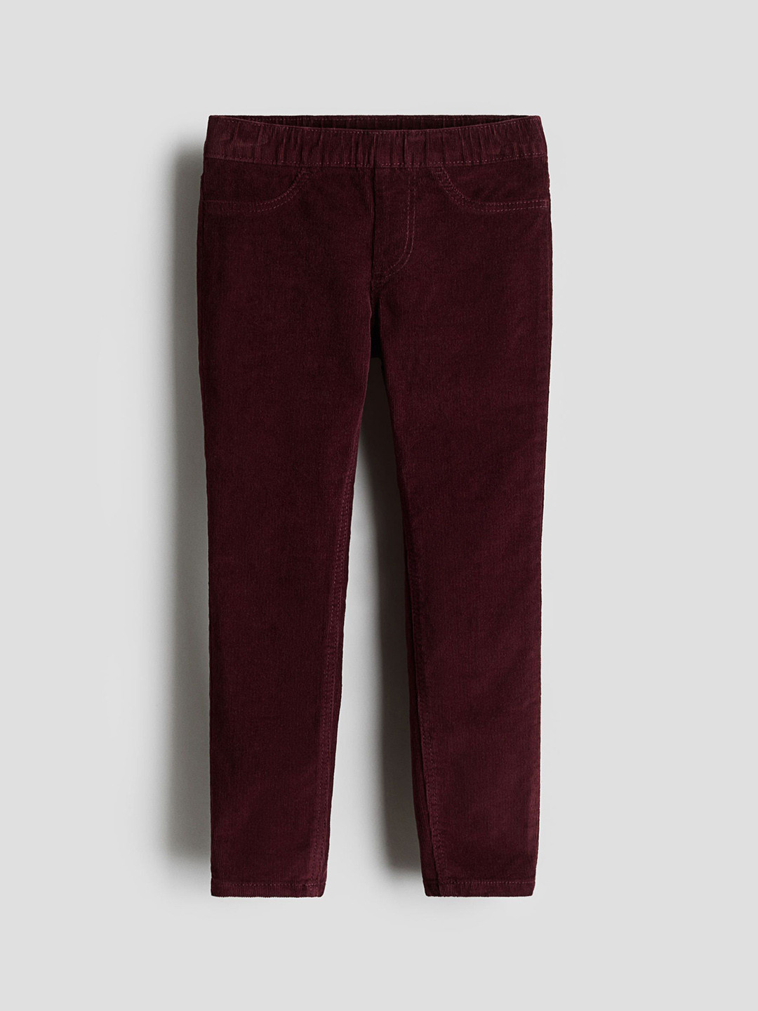 

H&M Girls Skinny Fit Corduroy Trousers, Red