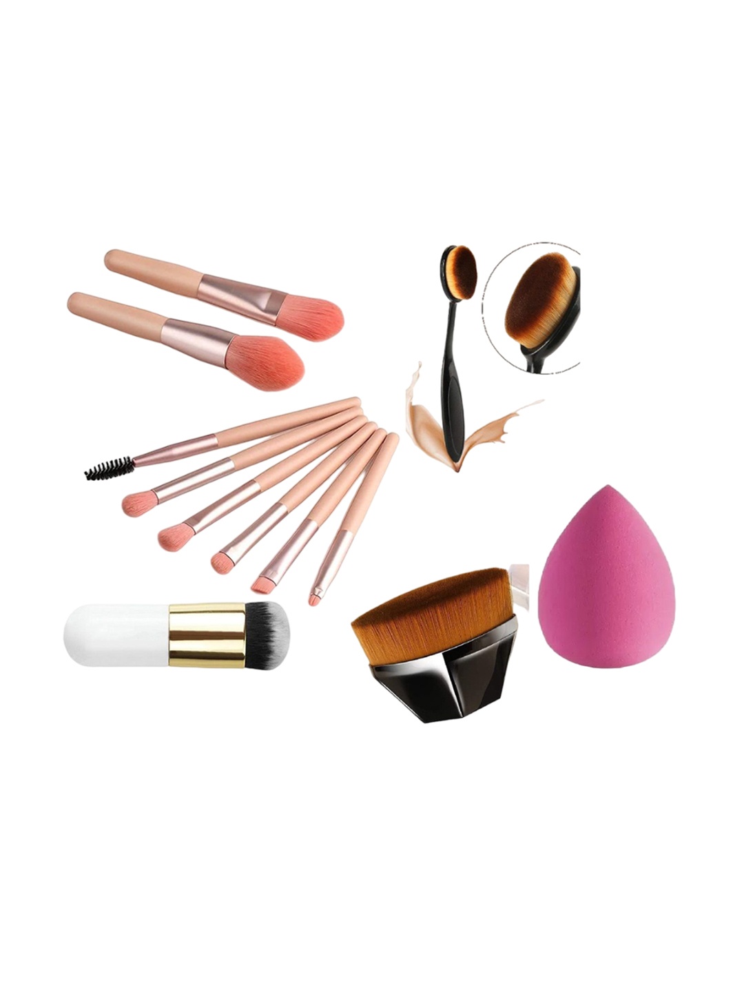 

zemglam Set Of 12 Mini Makeup Brushes With Storage Bag, Pink