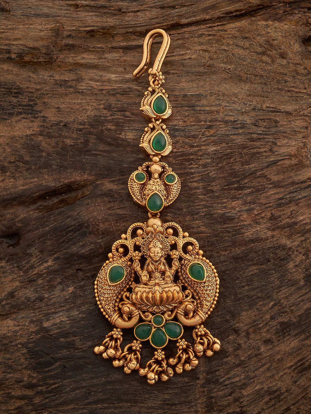 

Kushal's Fashion Jewellery Gold-Plated Stones Studded & Beaded Maang Tikka