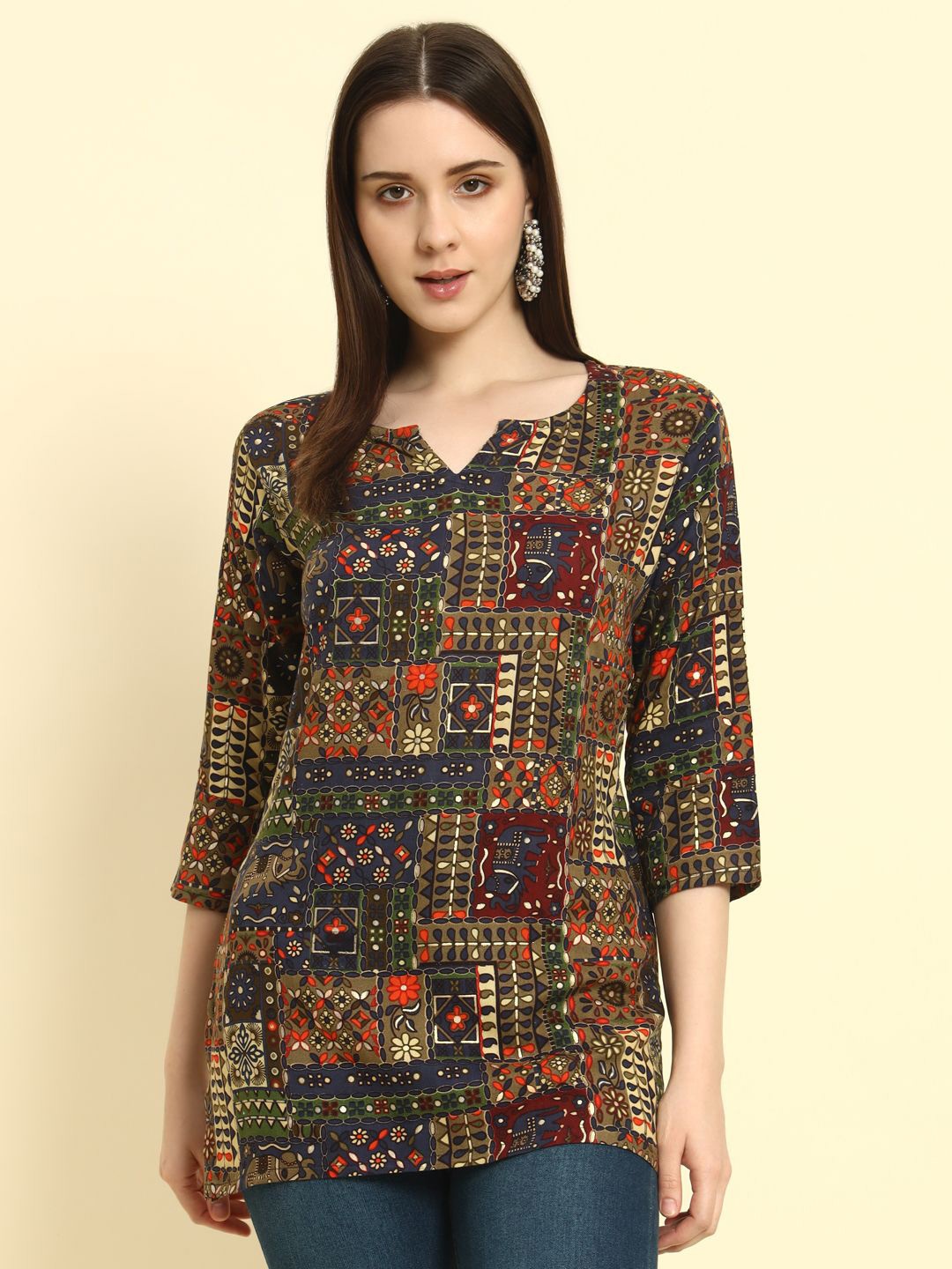 

Mialo fashion Ethnic Motifs Printed Kurti, Blue