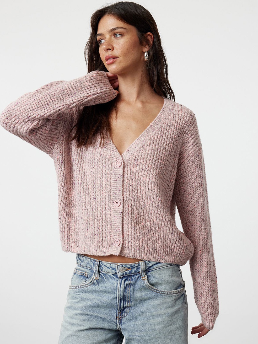 

Trendyol Women Crop Cardigan, Pink