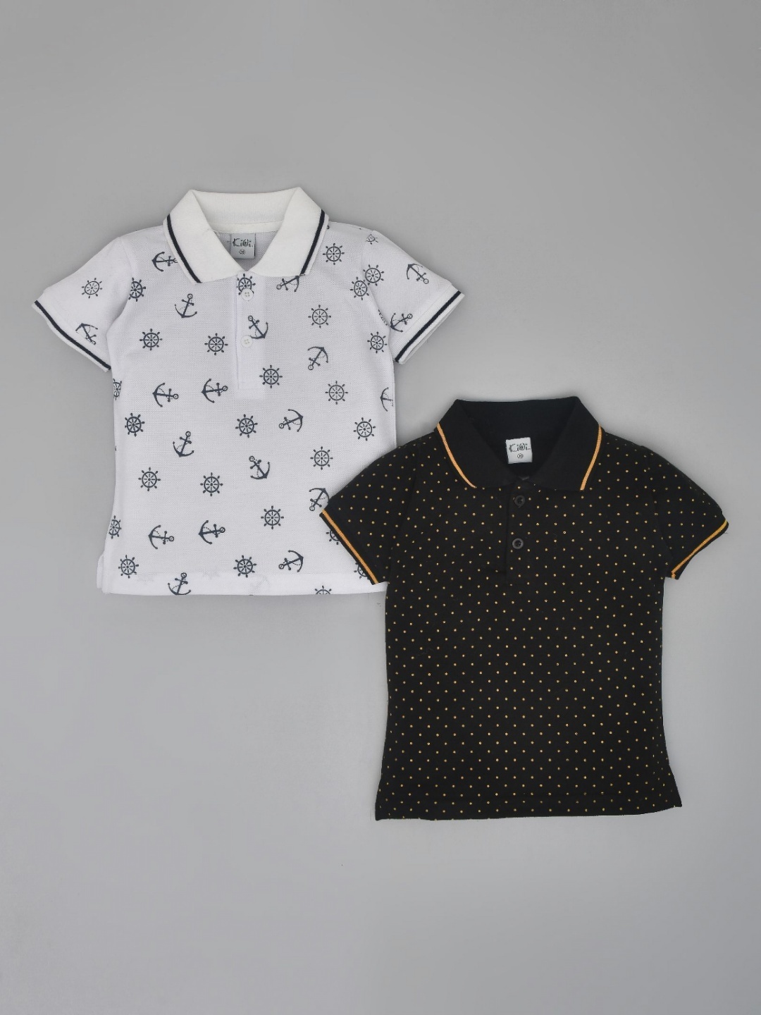 

BAESD Pack Of 2 Boys Conversational Printed Polo Collar Cotton T-shirts, Black