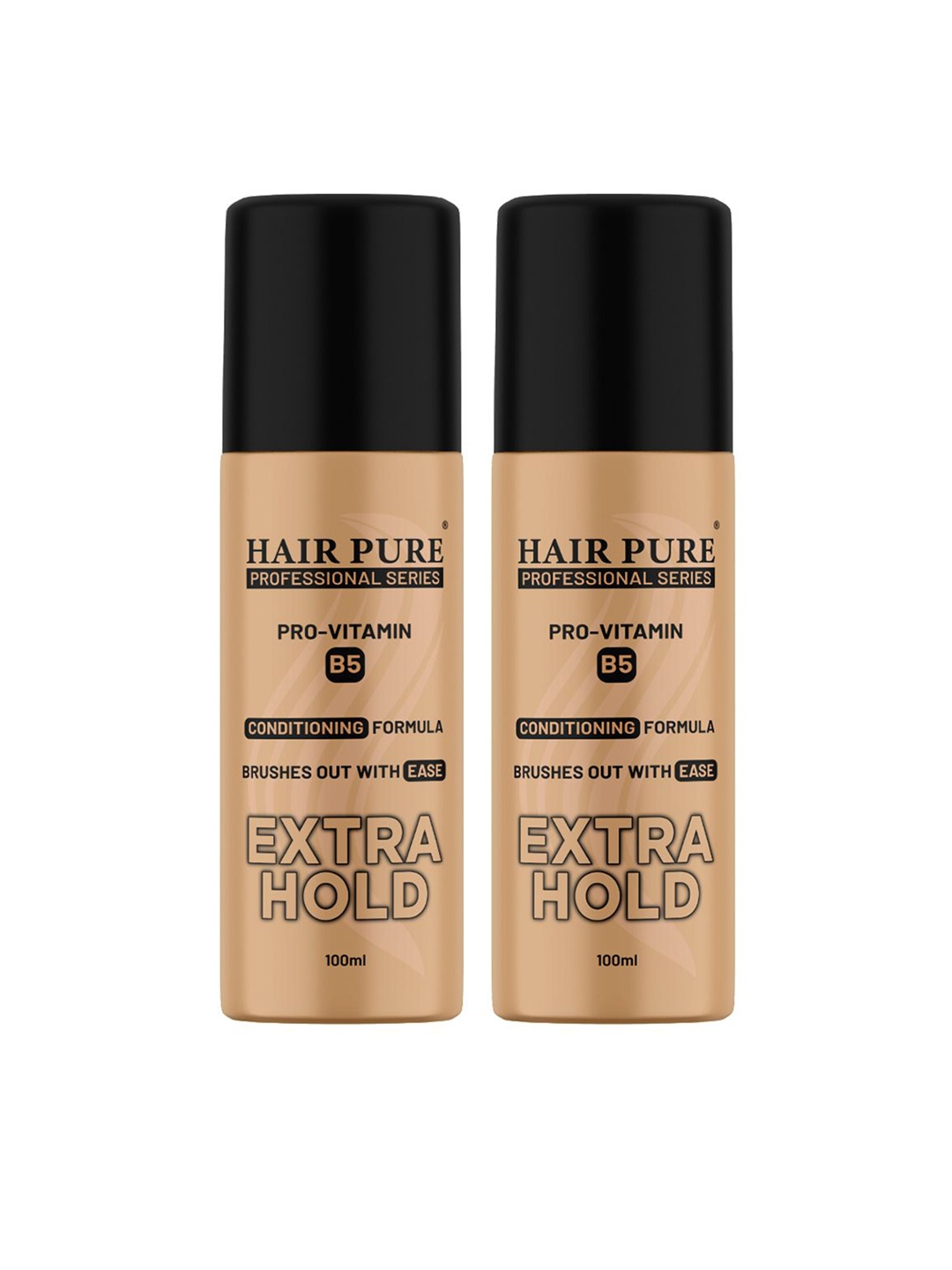 

Hair Pure Set Of 2 Pro-Vitamin B5 Conditioning Formula Extra Hold Hair Spray - 100 ml Each, Black