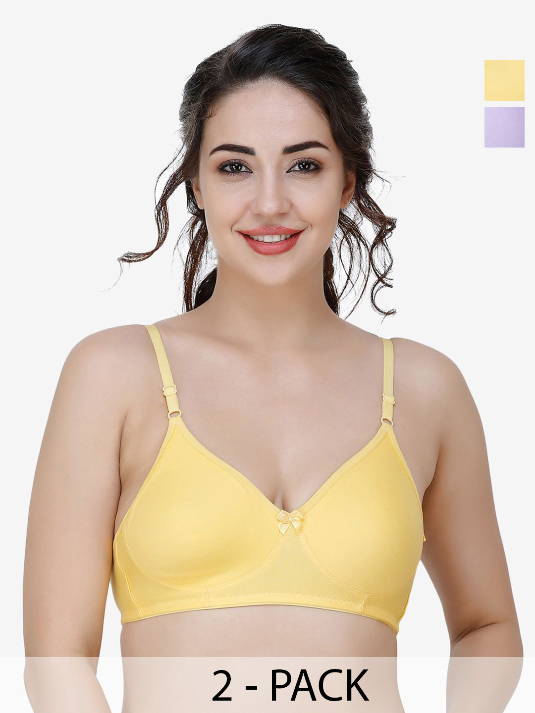 

Docare Women Pack Of 2 Full Coverage Non Padded T-shirt Bra, Yellow