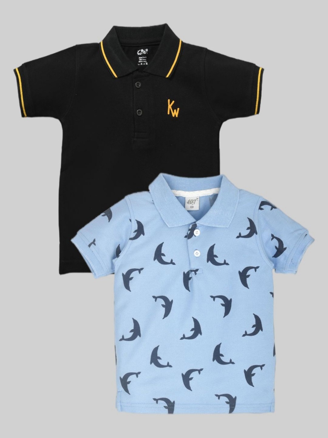 

BAESD Boys 2 Printed Polo Collar T-shirt, Black