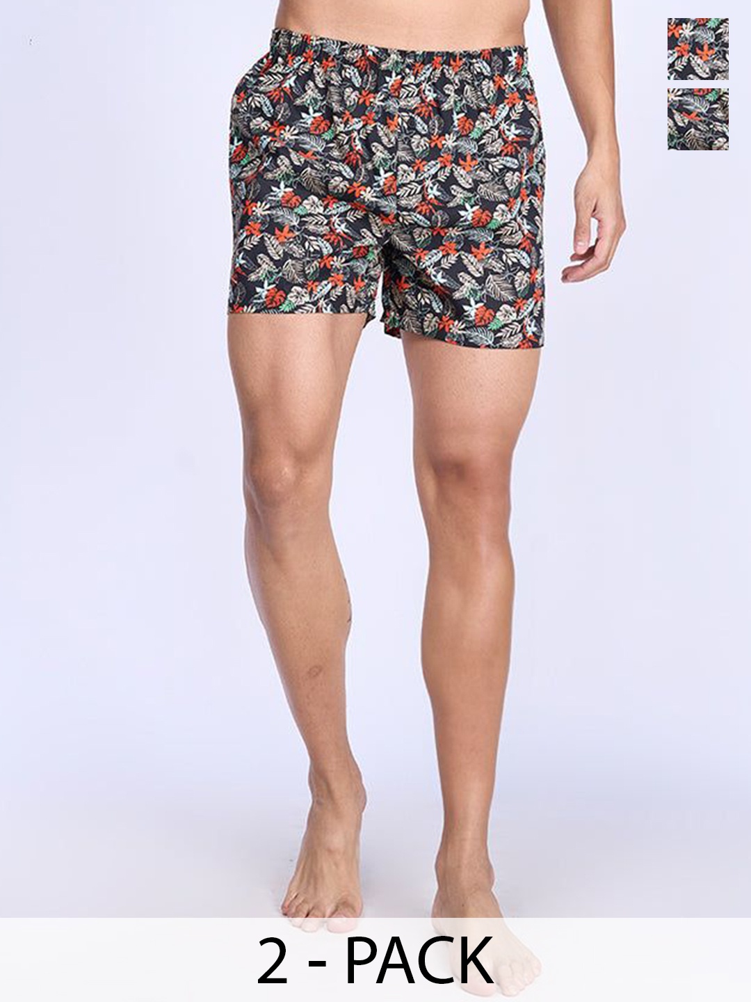

Ramraj Pack Of 2 Cotton Printed Woven Boxers RAMSHORTS_WS23, Black